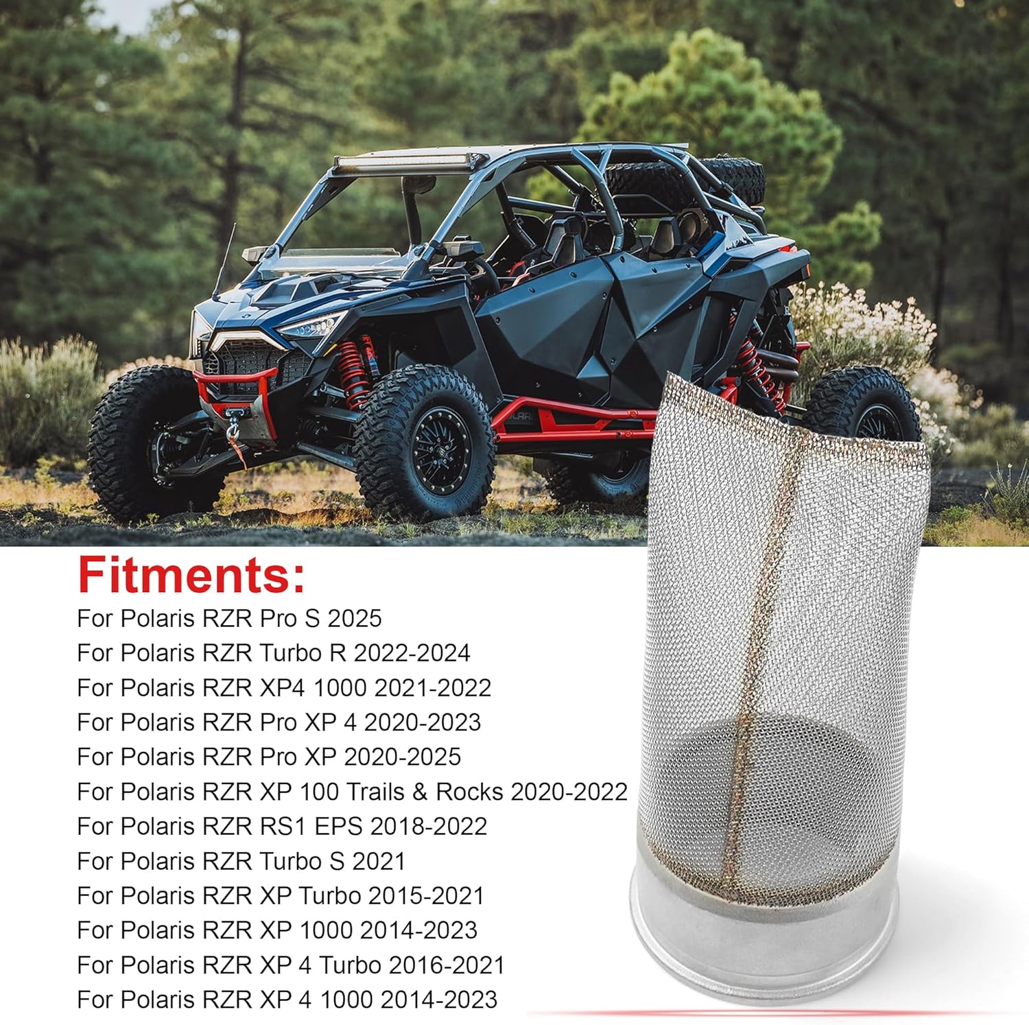 Exhaust Muffler Spark Arrestor Screen Insert Stainless Steel For Polaris RZR Pro XP, XP4 1000, Turbo R 2014-2025 UTV SXS Replace 1262390