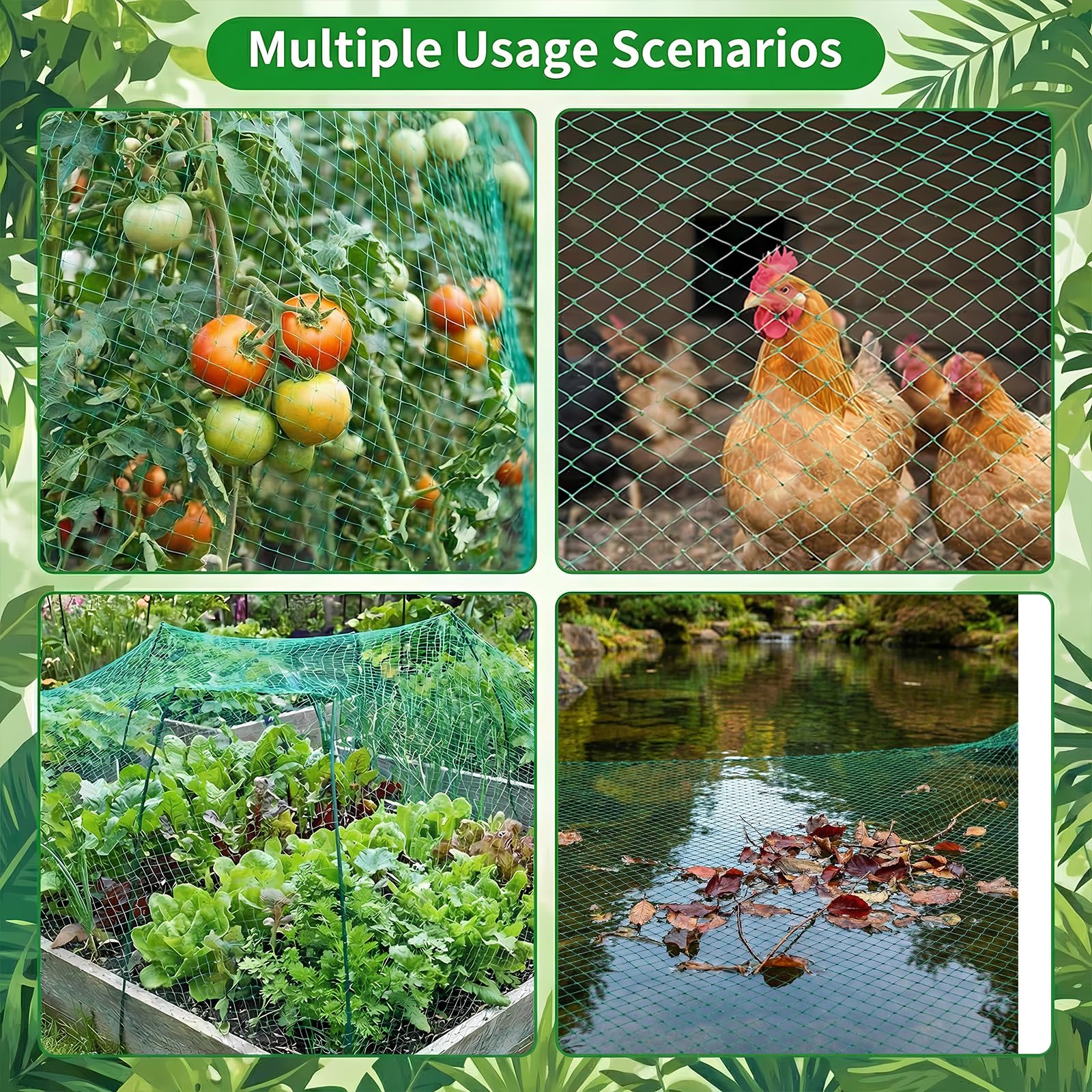 Filet Anti Oiseaux Vert 4 x 6 M Filet de Protection pour Plantes Potagers Arbres Fruitiers