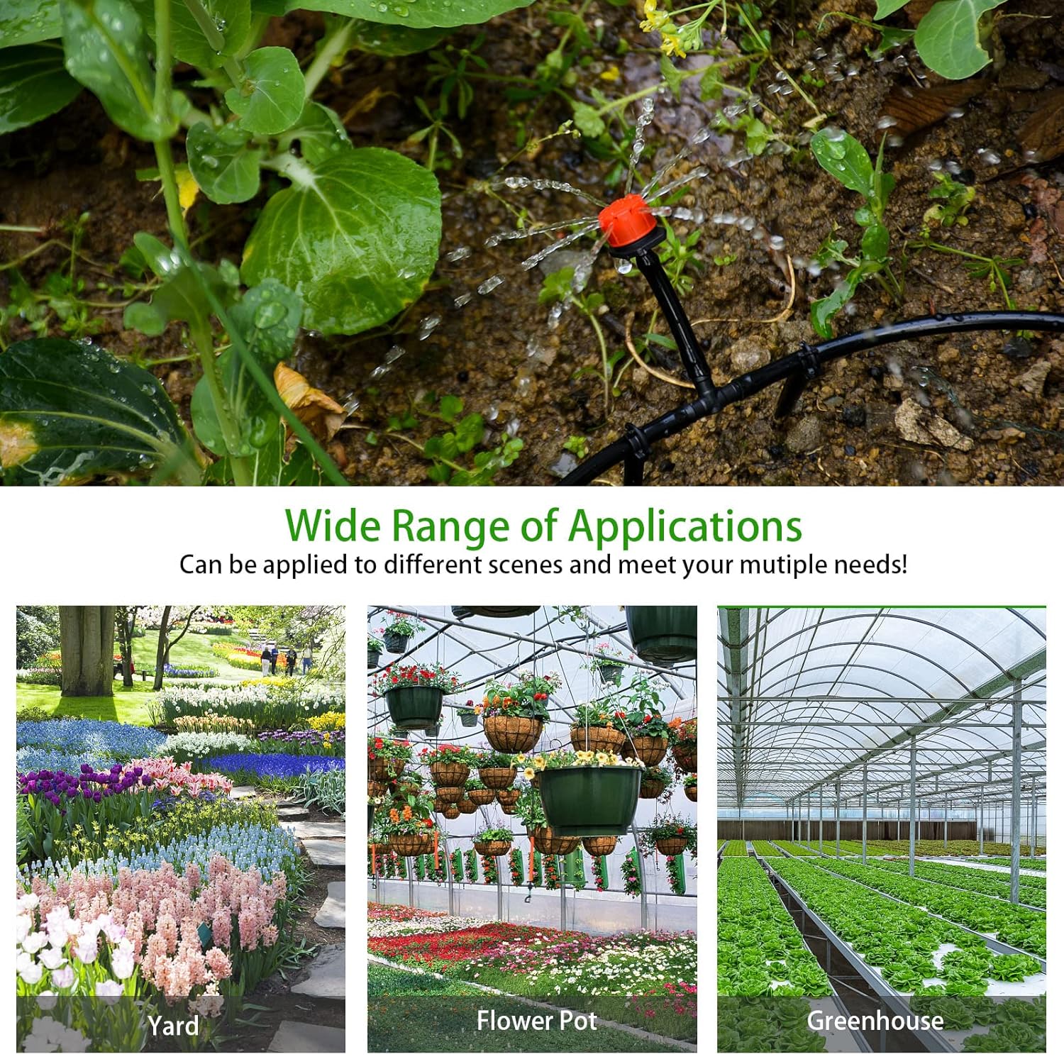 280 Pcs Drip Irrigation Kit, 147FT Garden Watering System 1/2 1/4 in Distribution Tubing Hose Automatic Patio Misting System Micro Automatic Drip Irrigation for Plant Garden Greenhouse Patio Lawn : Patio, Lawn & Garden