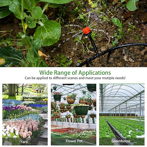 Miniatura 7 de Kit de riego por goteo de 280 piezas, sistema de riego de jardín de 147 pies, manguera de distribución de 12 14 pulgadas, sistema automático de