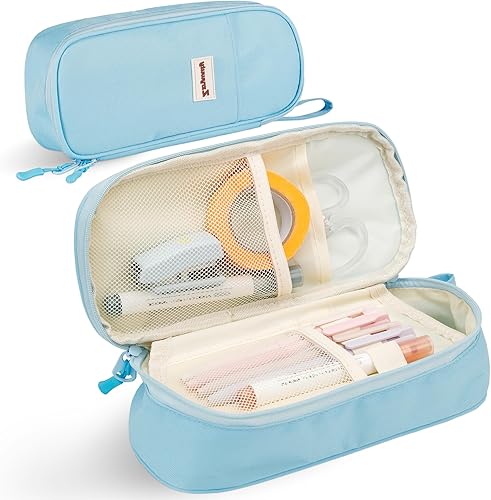 Miniatura 10 de Zzrywuty Estuche grande para lápices, bolsa para lápices de gran capacidad, papelería para oficina, universidad, escuela, bolsa para bolígrafos