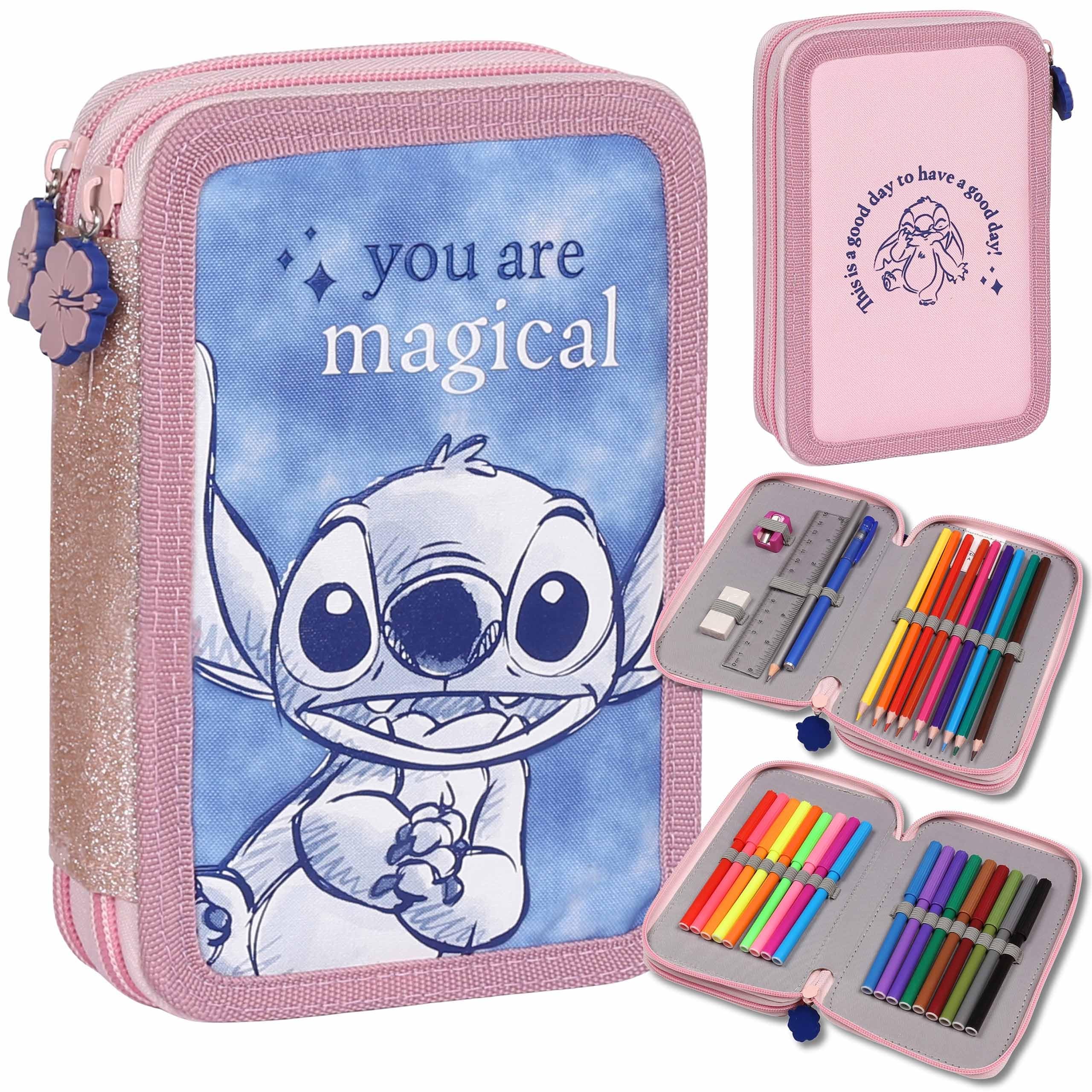 sarcia.eu Disney Stitch Two-Compartment School Pencil case with Equipment for a Girl, for School - 32 Elements, 2 Zippers (Stitch Folded) - Image 2