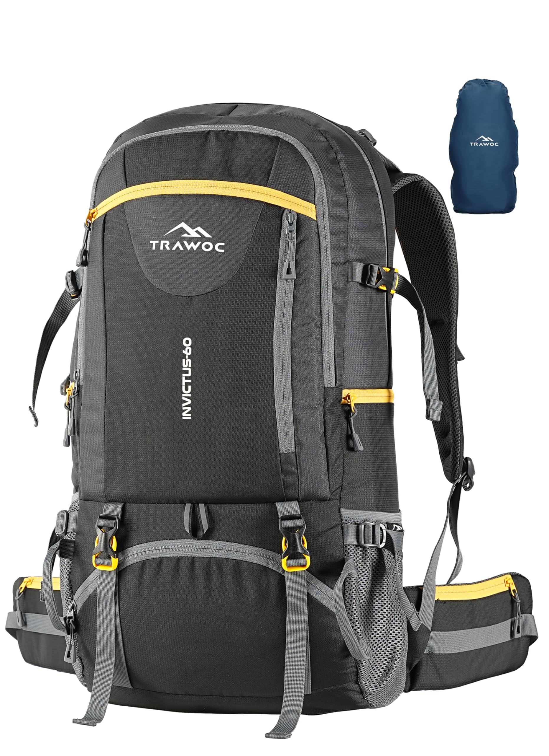 trawoc INVICTUS 60L Travel Backpack Hiking Trekking Bag Camping Rucksack for Men & Women with Rain Cover/Shoe Compartment MHK003, 3 year Warranty-picture-11