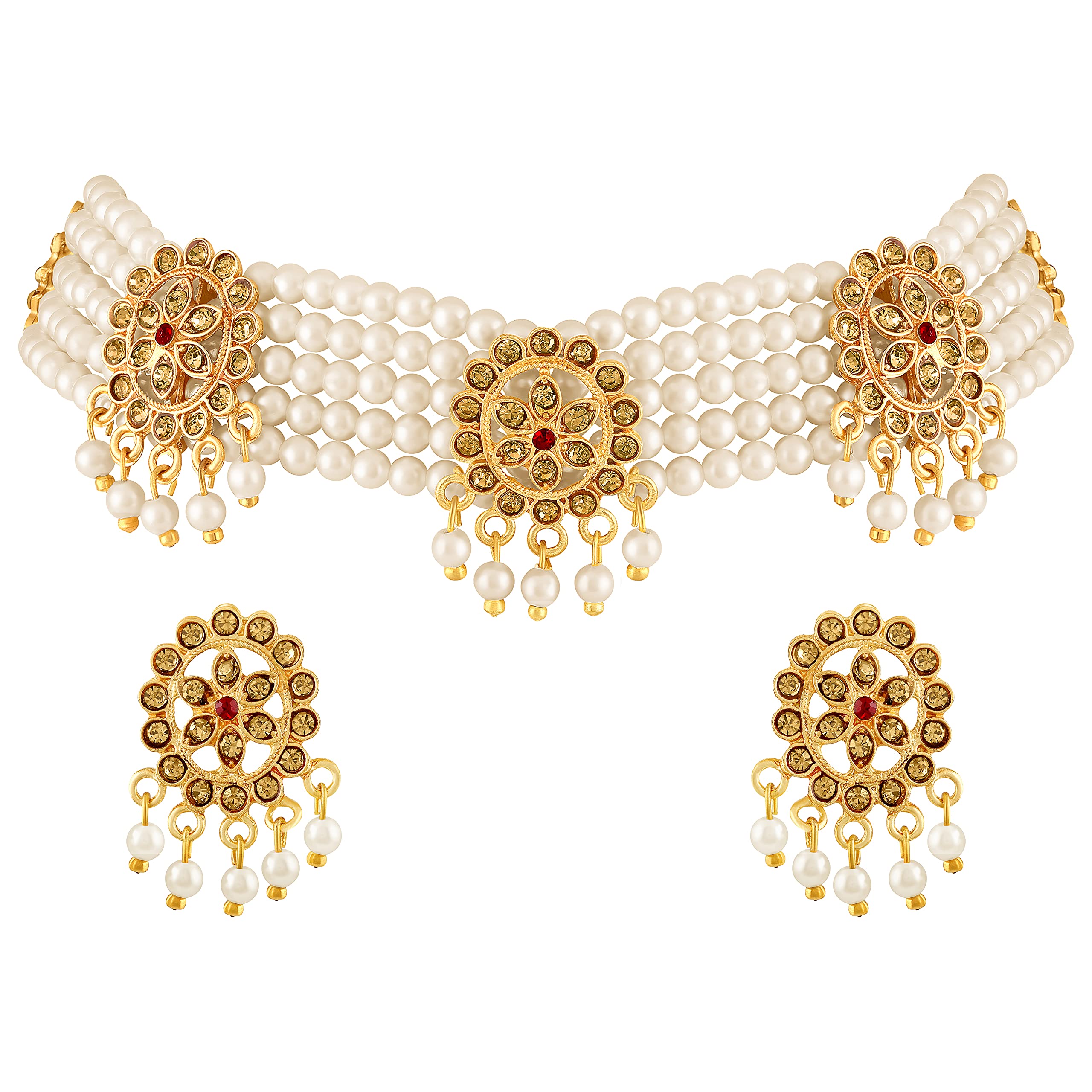 Asmitta Pearl Studded Choker Necklace Set for Women (B07H6K59FW) Amazon Price History, Amazon Price Tracker