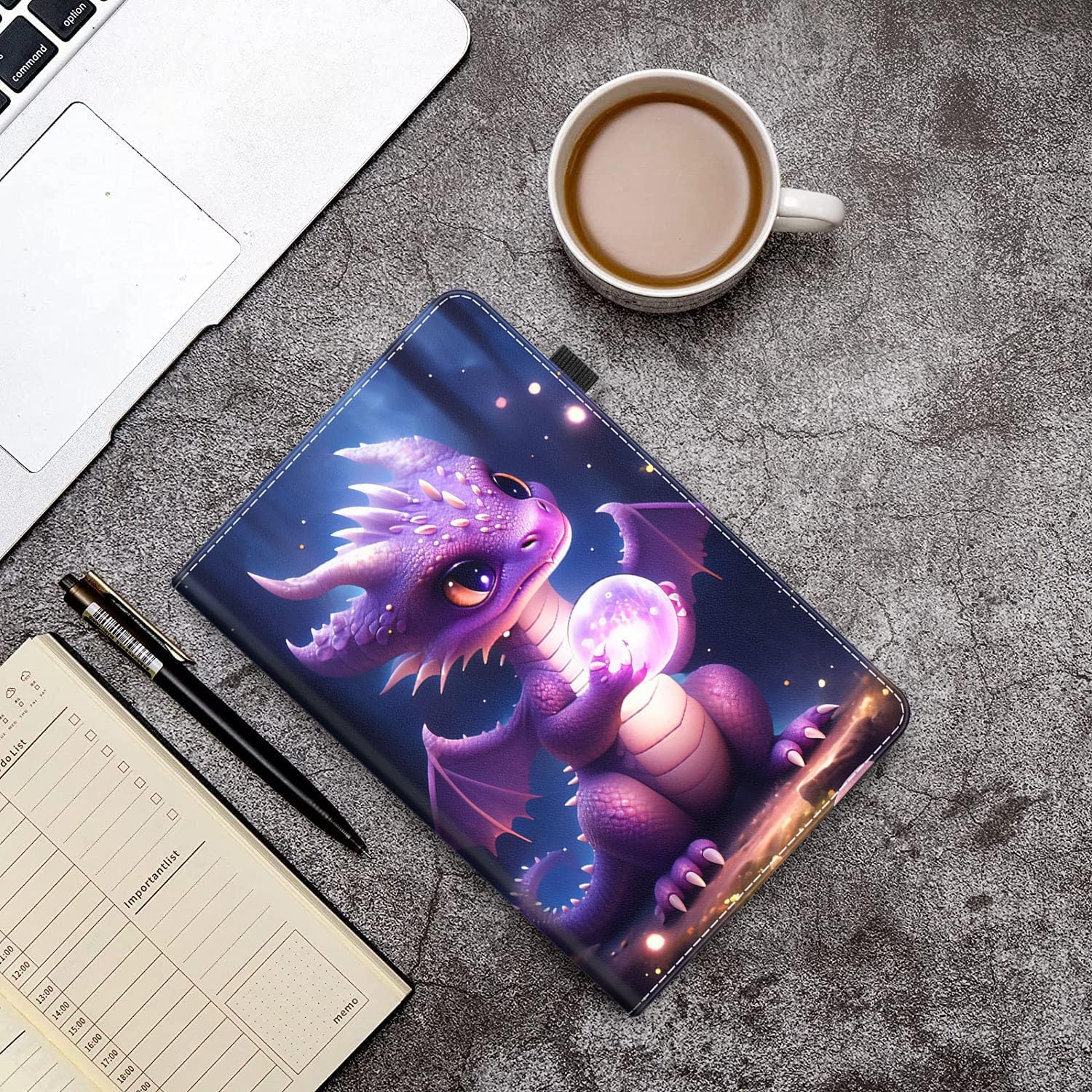 Case for Amazon Fire HD 10 Tablet (7th / 9th Generation, 2017/2019 Release), Slim Folding Stand Cover with Auto Wake/Sleep for Fire HD 10, Purple Dragon Baby