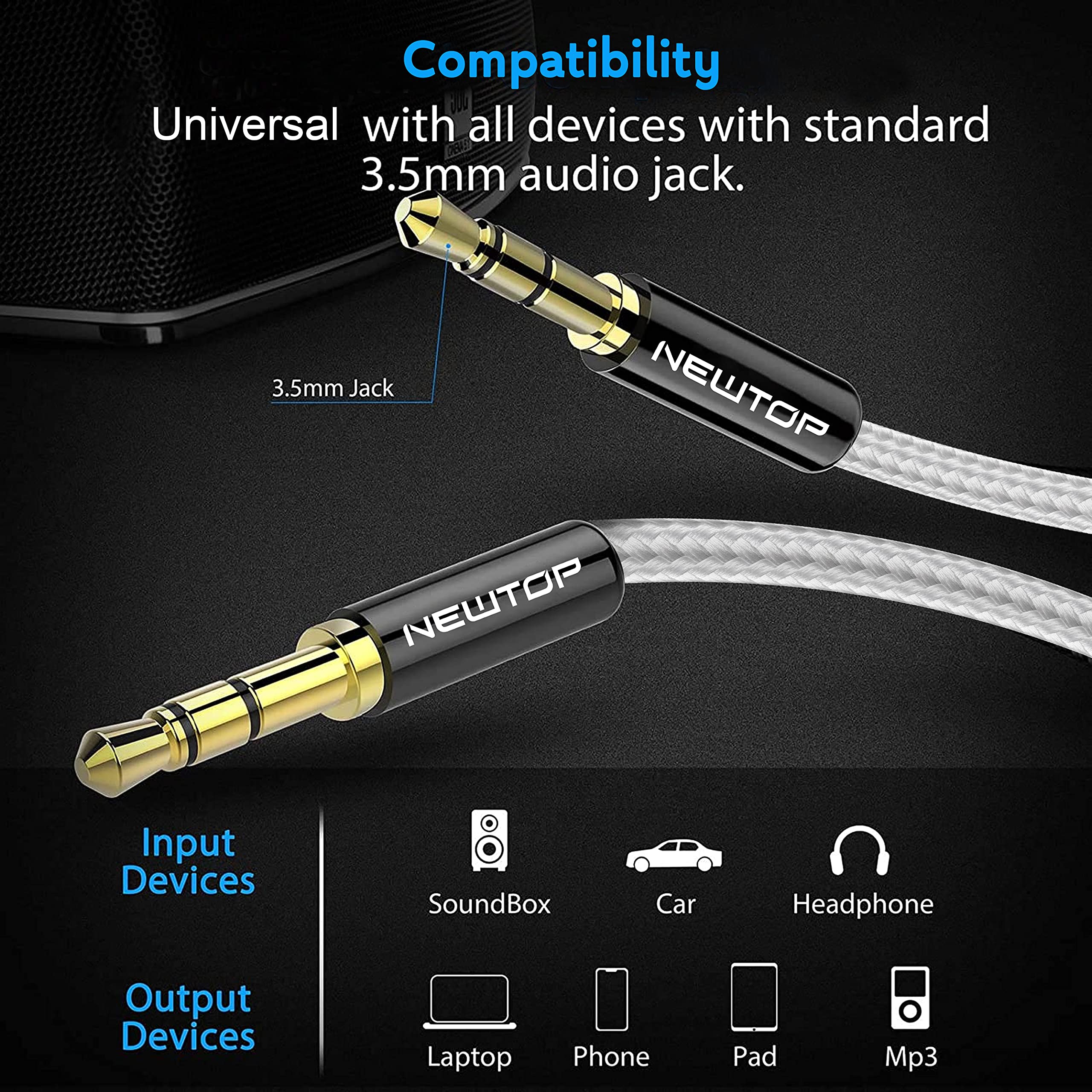 Cavo AUX Jack 3,5mm Maschio-Maschio 5 Metri - Cavo Audio Alta Qualità Per Auto, Smartphone, Autoradio, Nylon Intrecciato - Foto 9