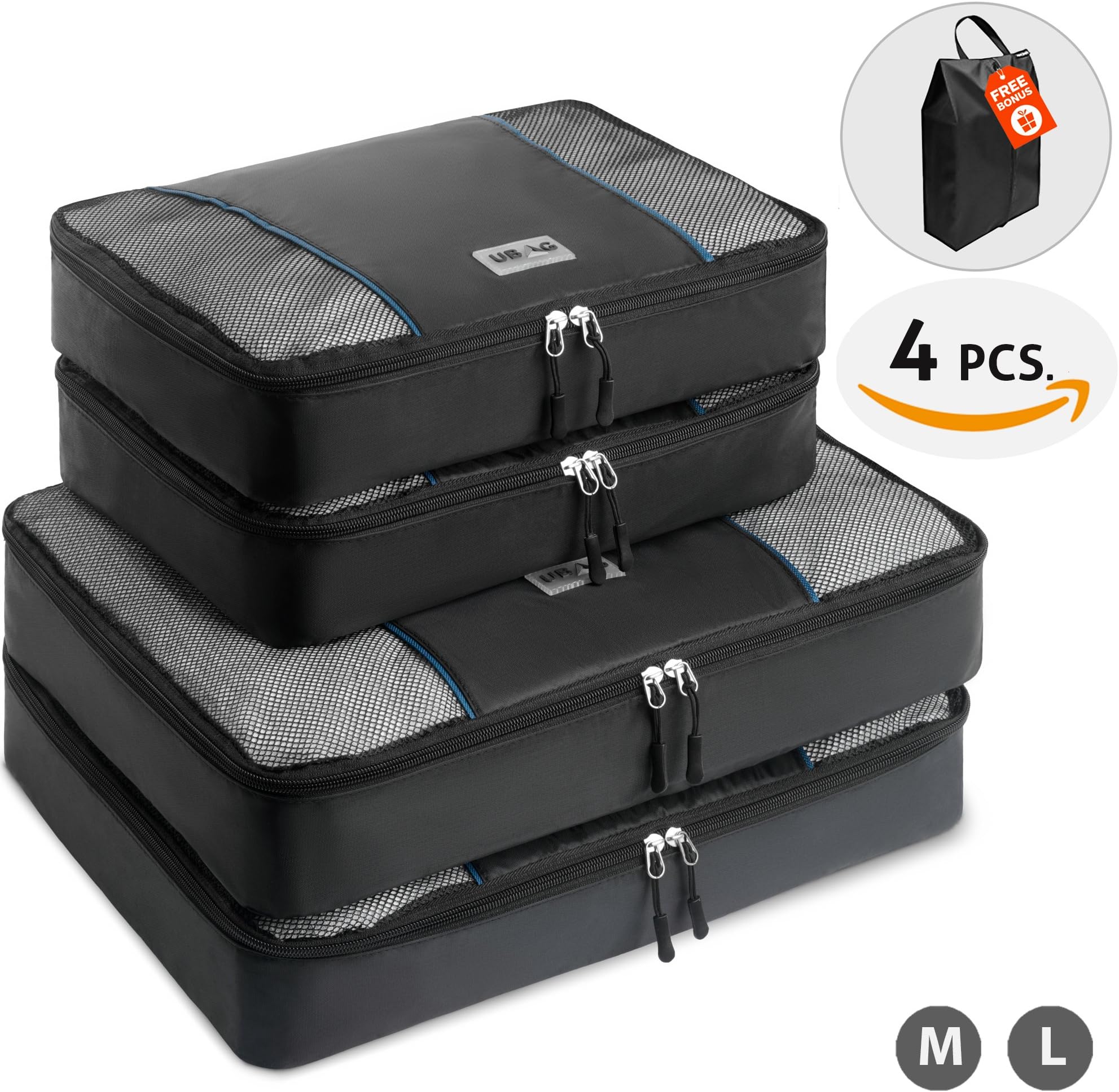 Packing Cubes Set – 4 Travel Luggage Packing Organizers - Compression Packing Cubes