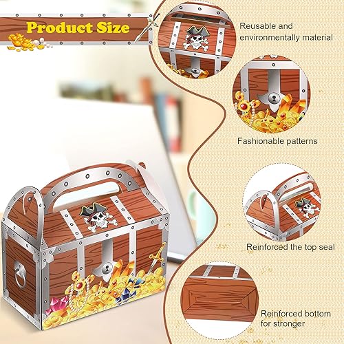 Miniatura 3 de Censen 20 piezas de decoración de cofre del tesoro pirata, caja de regalos de fiesta, caja de decoración de dulces de Halloween para actuaciones de