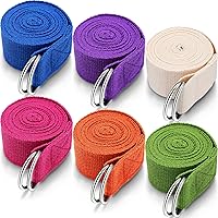 Yilloog 6-Pack 8ft Yoga Straps for Stretching - Adjustable D-Ring Buckle, Non-Slip Poly-Cotton for Pilates, Gym, Yoga & Posture Improvement
