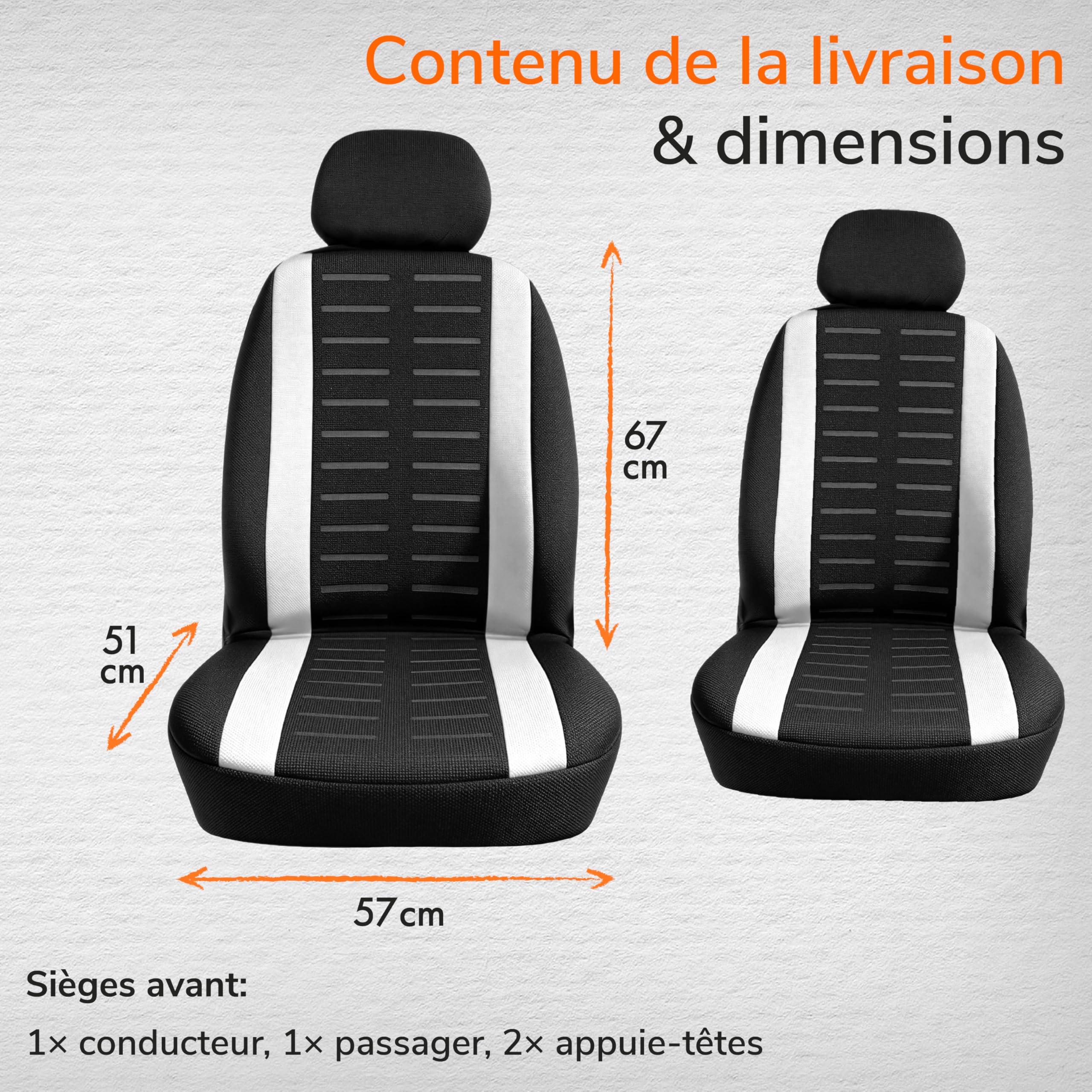upgrade4cars Housses de Siège Avant Set Version 2026 Universel | Pour la plupart des voitures | respirant & pratique | Été & Hiver