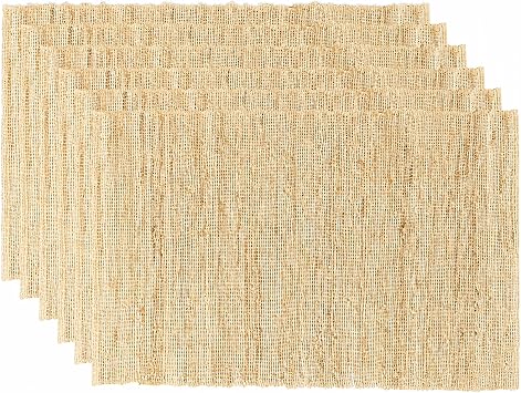 Handwoven Ramie Placemats Set of 6, 12 x 17 Inch, Neutral Beige | 100% Natural Ramie | Durable Handwoven Weave | Heat Resistant | Modern Boho Farmhouse Style | Dining & Kitchen Table Decor