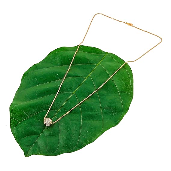 Brado Jewellery Gold Plated American Diamond Necklace Valentine Gift for Girls Golden Chain Pendant for Women and Girls