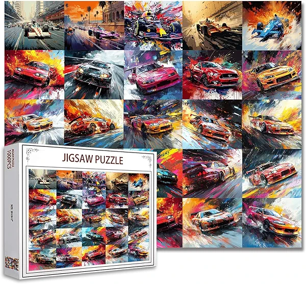 1000 Piece Jigsaw Puzzles Game Luxury Sports Car for Adults Kid Colorful Graffiti Racing Car Puzzles Puzzle of Cars for Home Wall Decor DIY Art 27 x 20 Inches Perfect for Game Nights