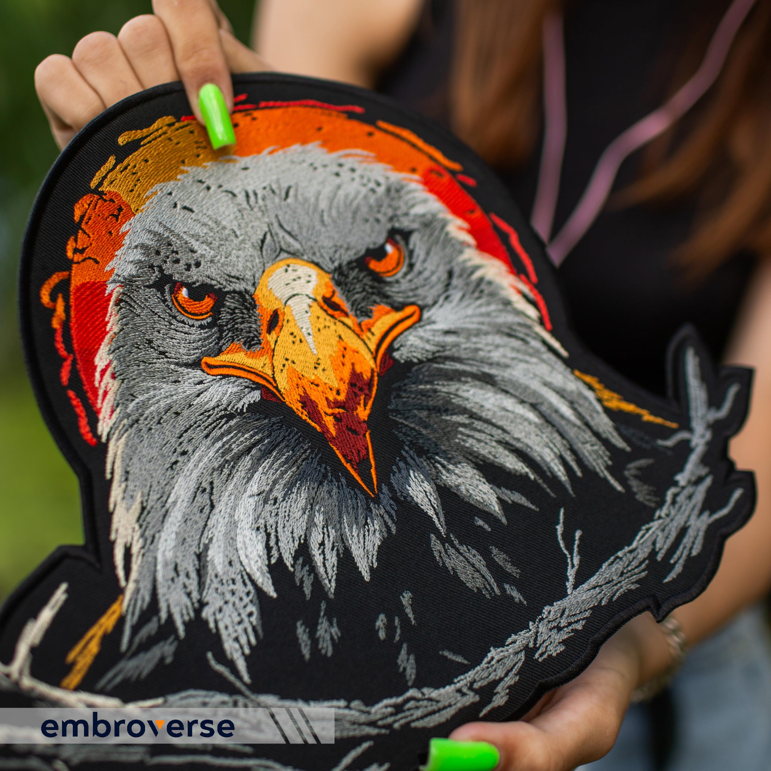 EMBROVERSE Weißkopfseeadler Rückenaufnäher, Bestickt zum Aufbügeln