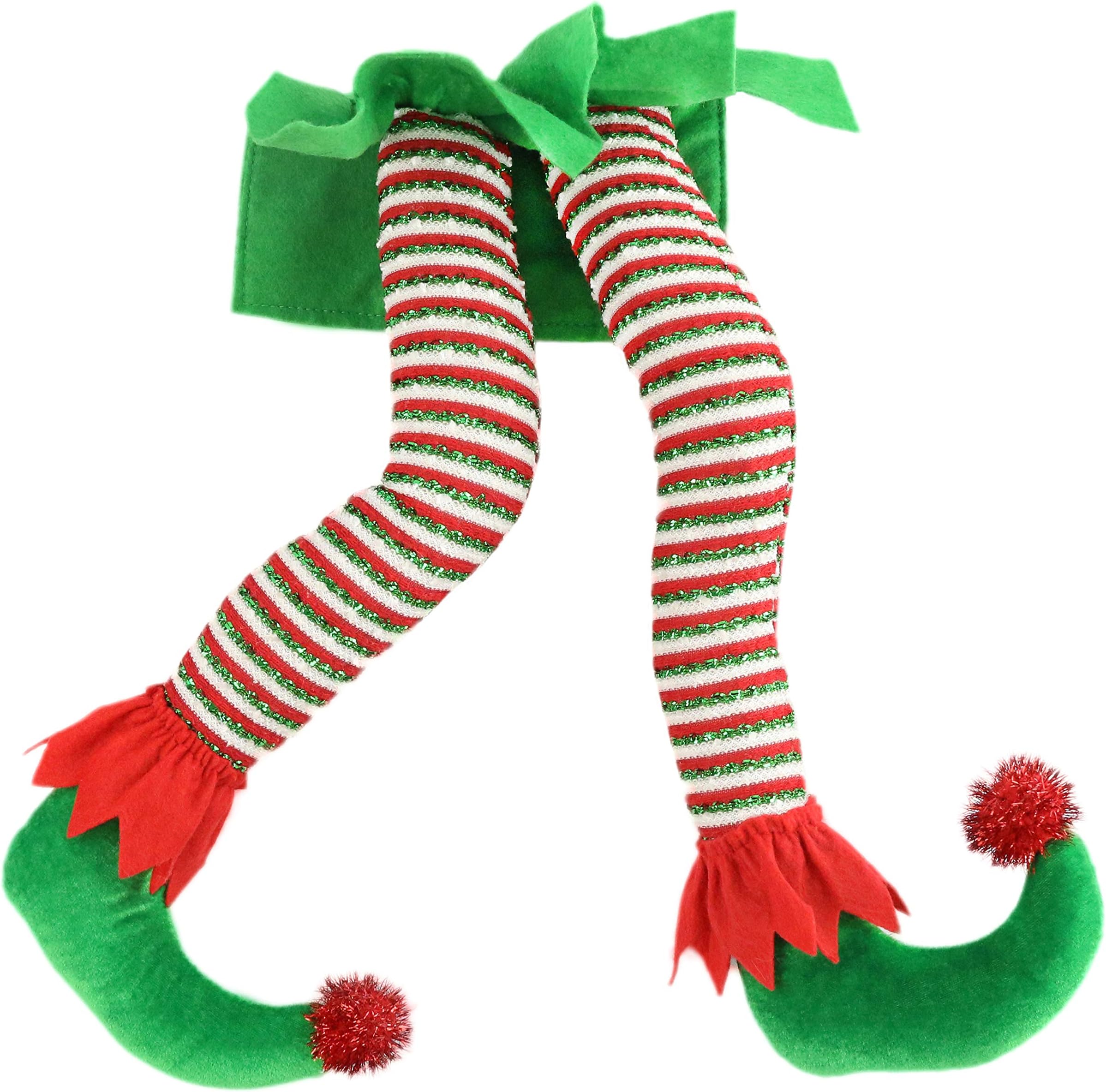 Athoinsu 16'' Elf Legs Christmas Tree Decorations Glitter Stuffed Leg Xmas Holiday Home Party Ornaments Gifts for Kids Toddlers Family (Green)