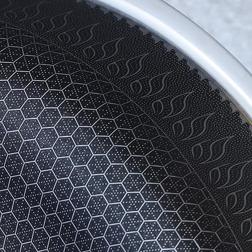 Miniatura 3 de Wok hexagonal antiadherente de acero inoxidable 316L de 5 cuartos de galón con tapa, dos asas para sostener, sin PFOA, apto para lavavajillas y