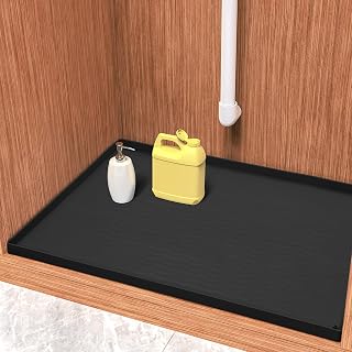 Under Sink Mat, 31'' x 22'' Under Sink Mats for Kitchen, Waterproof Silicone Under Sink Liner Drip Tray, Sink Cabinet Protector Mats for Kitchen