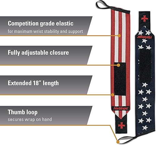 Miniatura 2 de Harbinger Red Line - Muñequeras de levantamiento de pesas de 18 pulgadas para hombres y mujeres (par)
