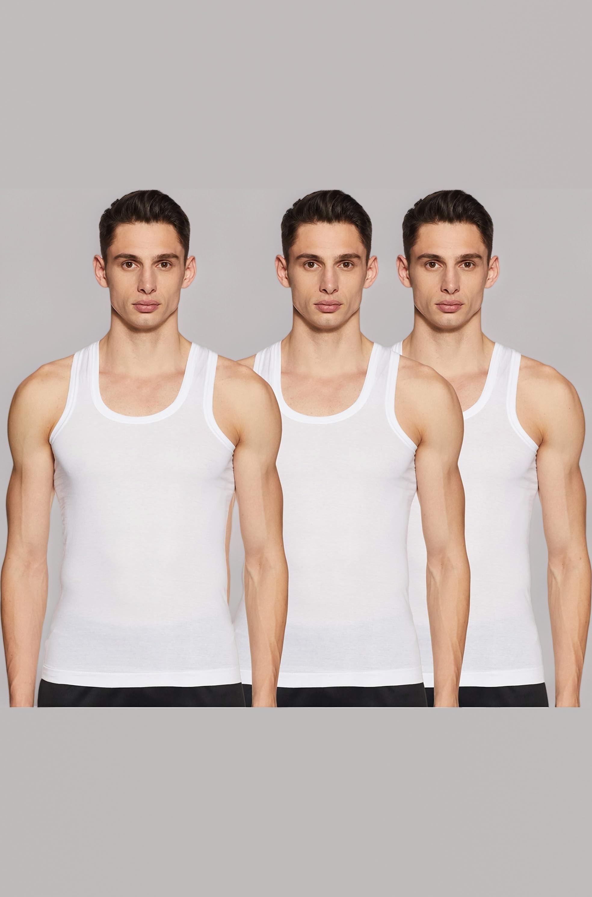 Dixcy Scott Originals Men 100% Combed Cotton White Vest (Pack of 3)