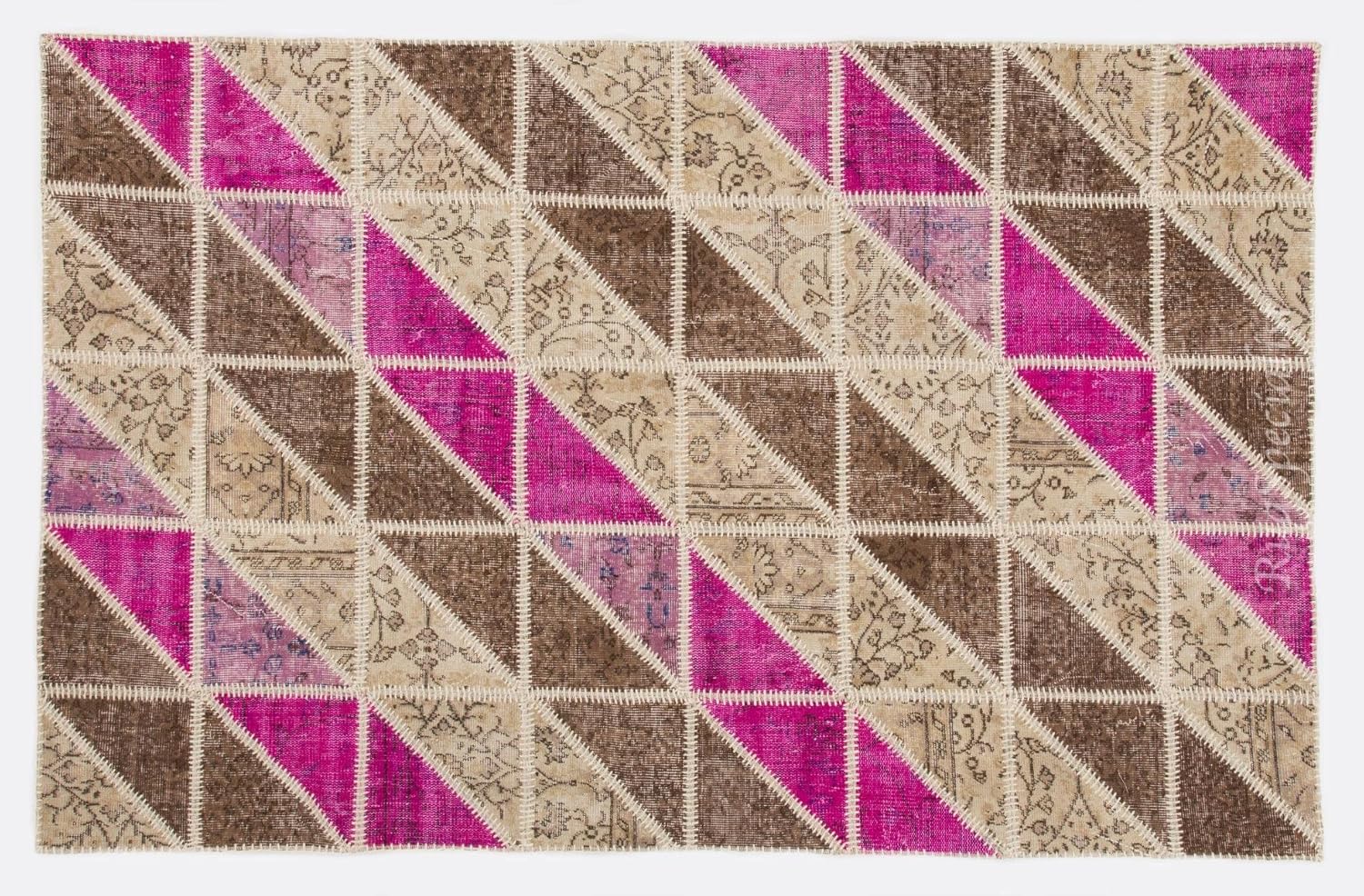 Modern Handmade Patchwork Rug, Wool and Cotton Turkish Carpet. Custom Colors & Sizes Available. D721