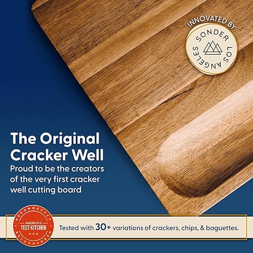 Vista 5 de Sonder Los Angeles Winsome Acacia Wood Cutting Board Acacia Edge Grain Cutting Board for Kitchen with Juice Groove & Sorting Compartment Perfect