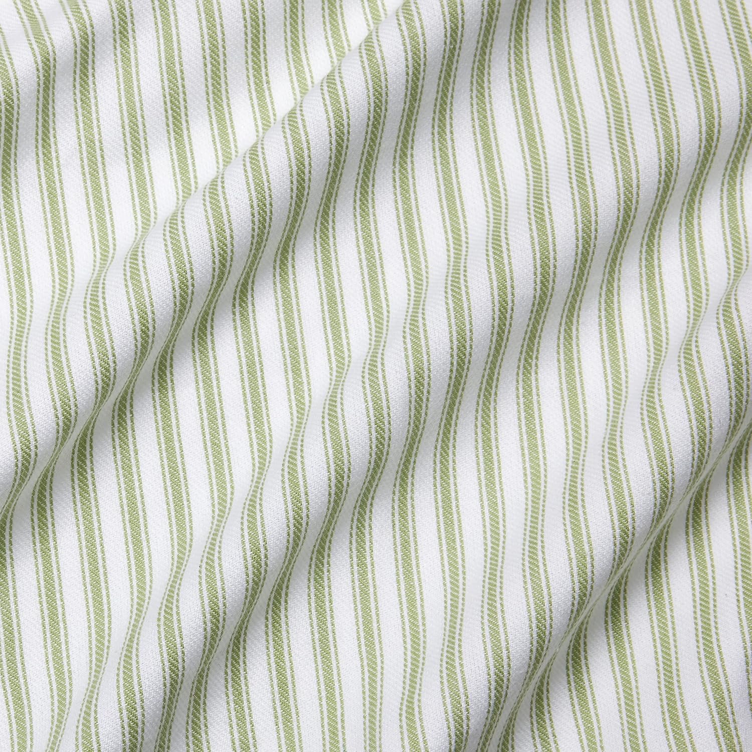 Cackleberry Home Tarragon Green and White Ticking Stripe Decorative Square Throw Pillow Case Covers Woven Cotton 18 x 18 Inches, Set of 2 - Image 5