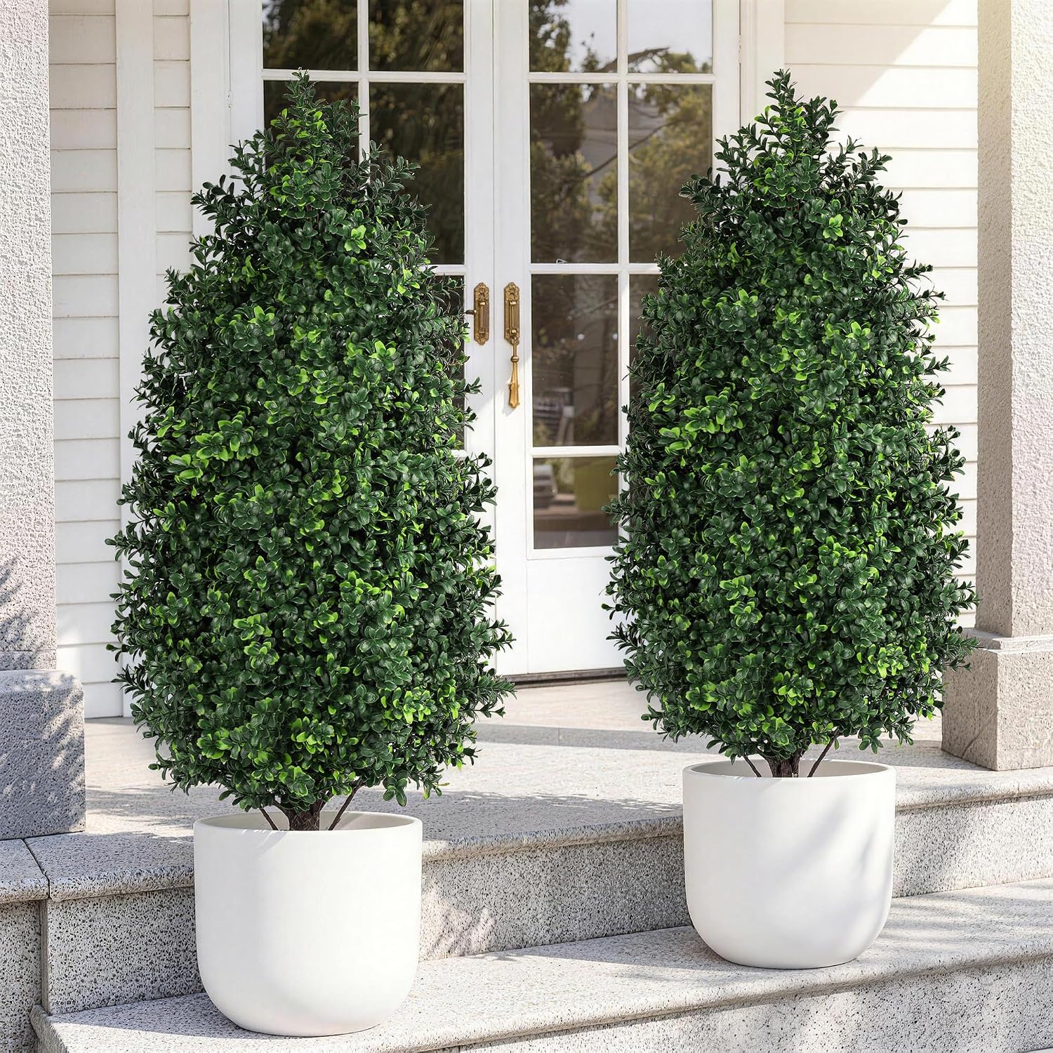 Apexion Artificial Boxwood Topiary Trees, 3 ft Faux Bushes Plant Outdoor