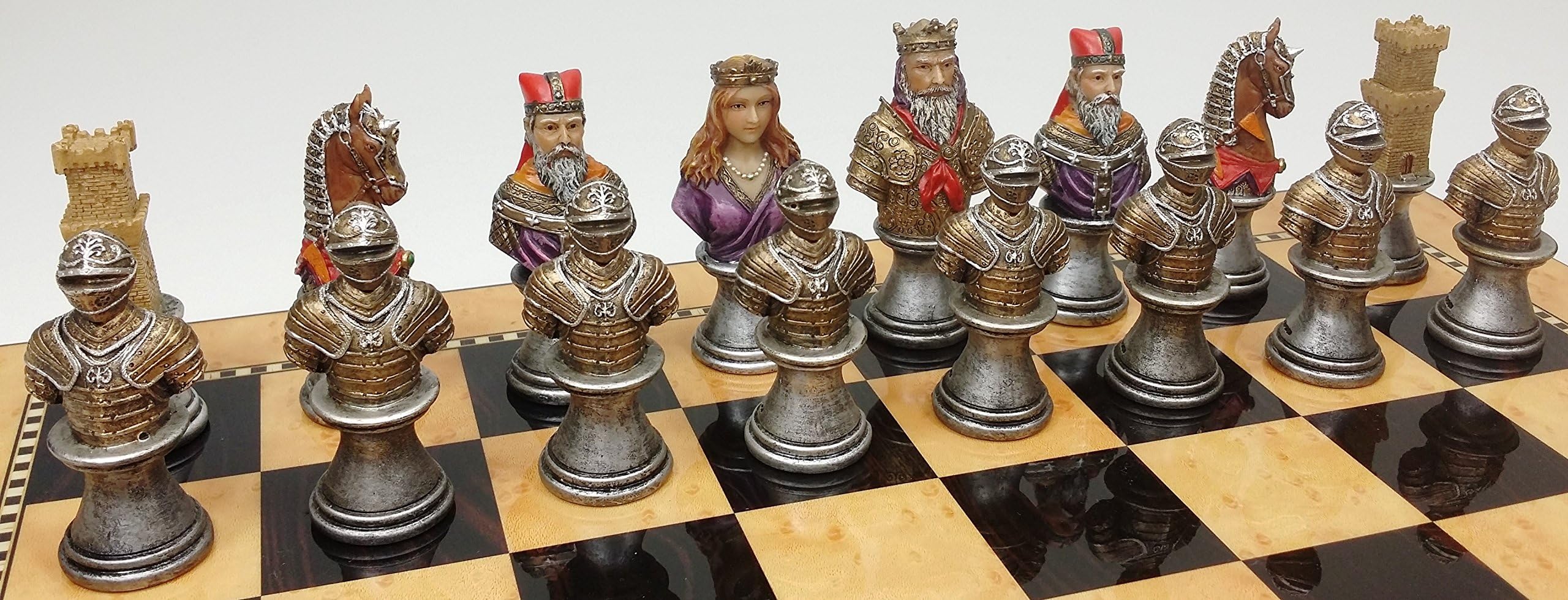 HPL Medieval Times Crusades RED & Green Busts Set of Chess Men Pieces Hand Painted