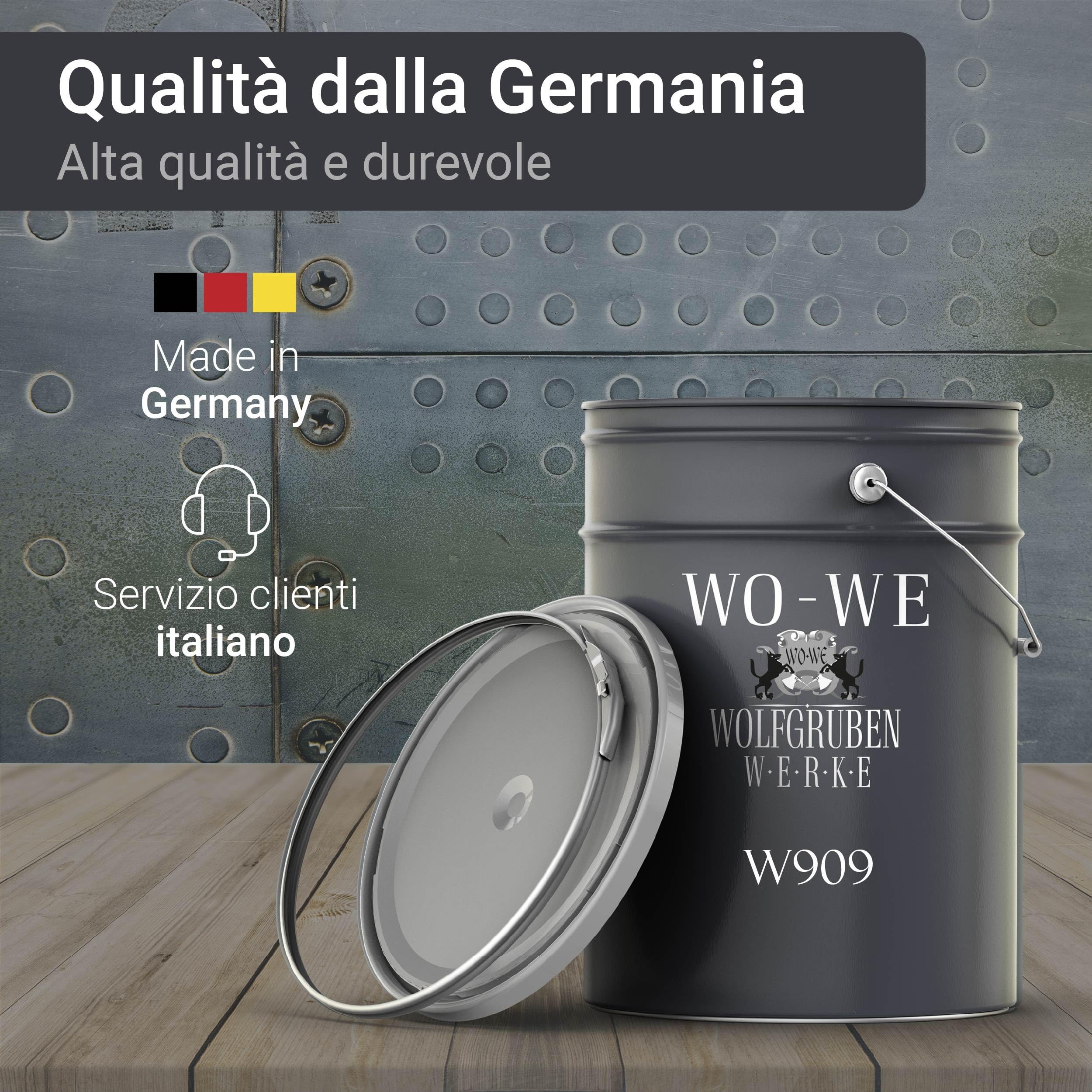 WO-WE Vernice per Metallo 4in1 Antiruggine Pronta All'Uso Ferro OPACA W909 Grigio antracite - 5L