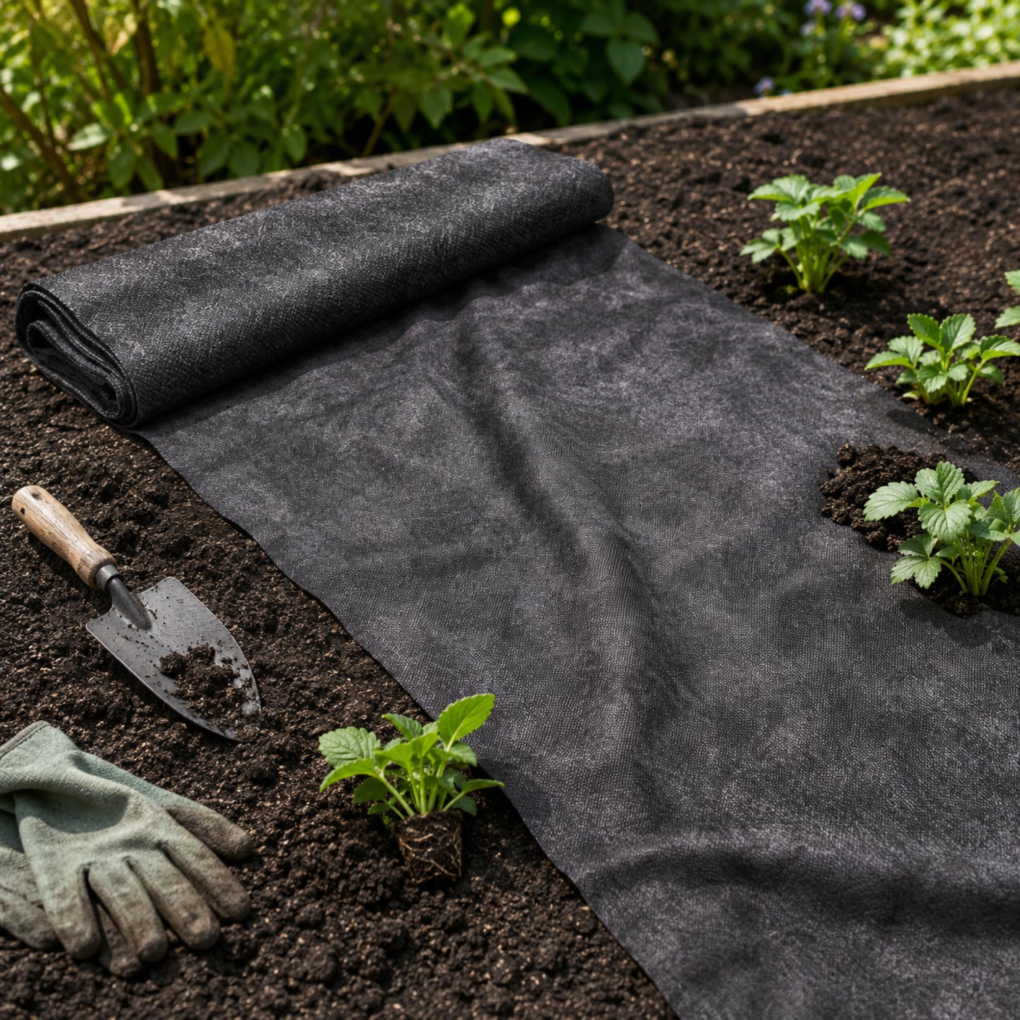 KADAX Telo pacciamatura Anti Erbacce 1 x 15 m - 50 g/m² Nero in Polipropilene - per aiuole e orto - Permeabile all’Acqua per irrigazione Senza ristagni