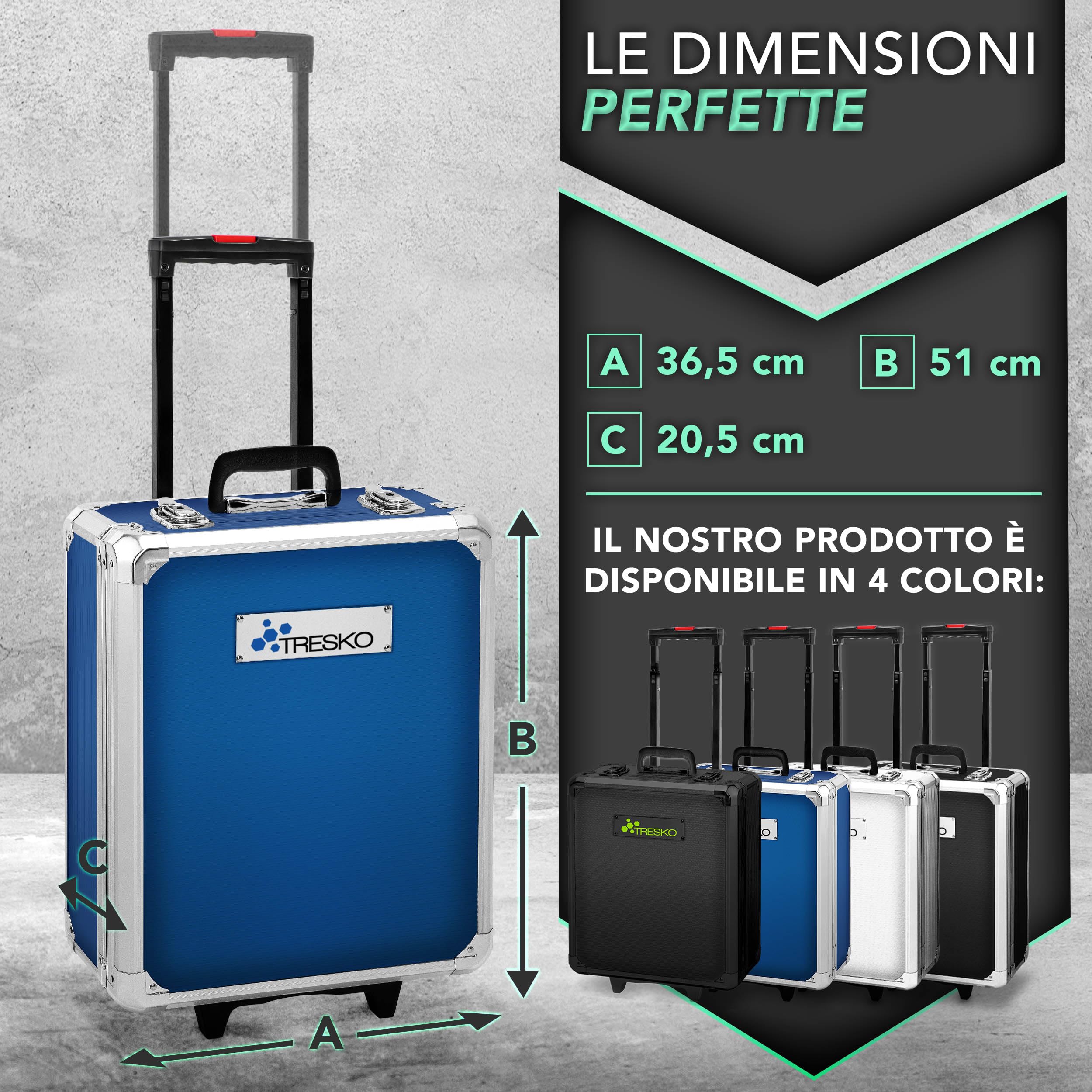 TRESKO® Valigia degli attrezzi composta da 1400 pezzi | cassetta degli attrezzi | portaattrezzi | set di arnesi | trolley degli attrezzi | acciaio cromo-vanadio (Blu)