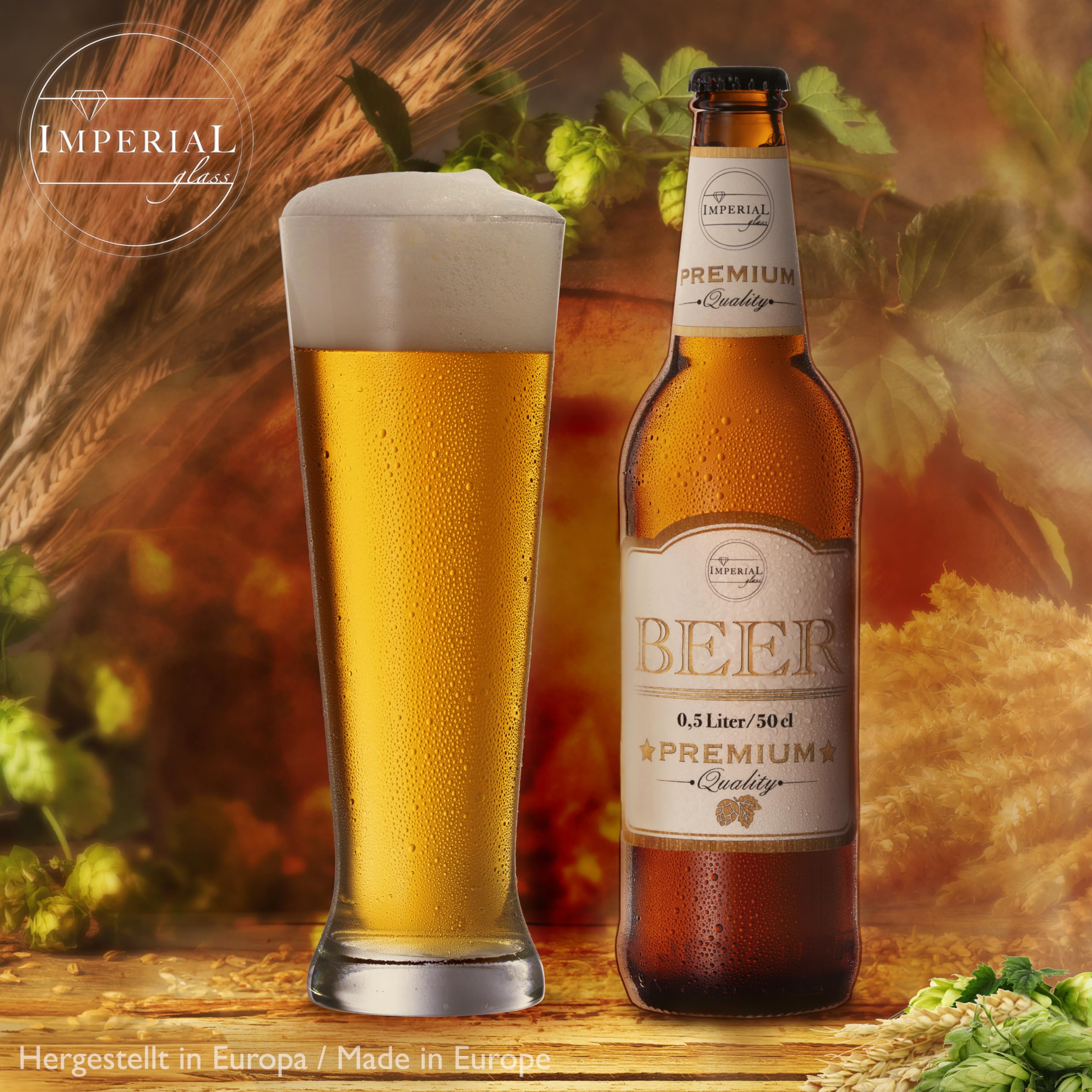Hohe Weizengläser aus Crystalline Glas Set 6 Stück 500ml (max. 680ml) Spülmaschinenfest Biergläser Pilsner