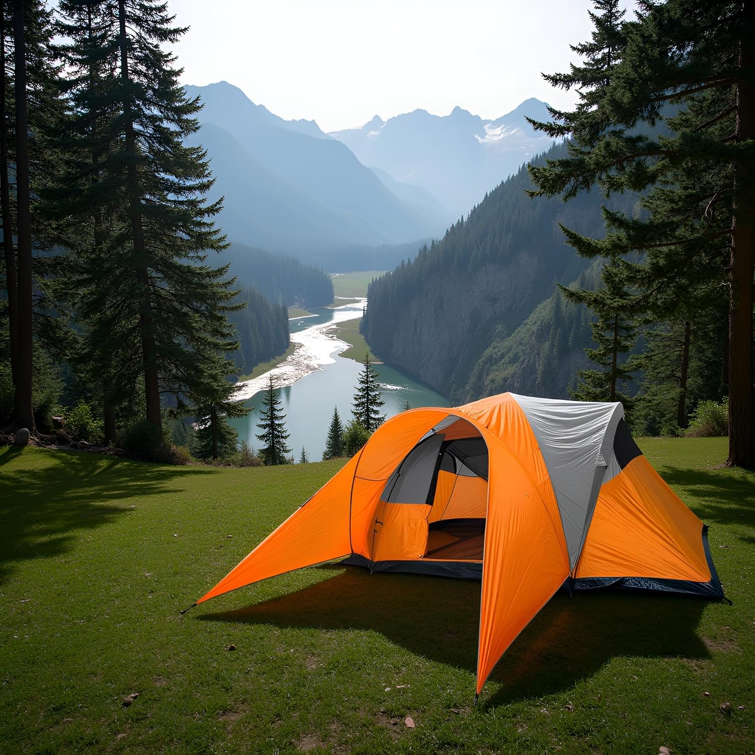 Tienda de campaña grande, tienda familiar, 8-10 personas, 216.5 x 118.1 pulgadas, impermeable, techo de malla, 2 dormitorios y 1 sala de estar,