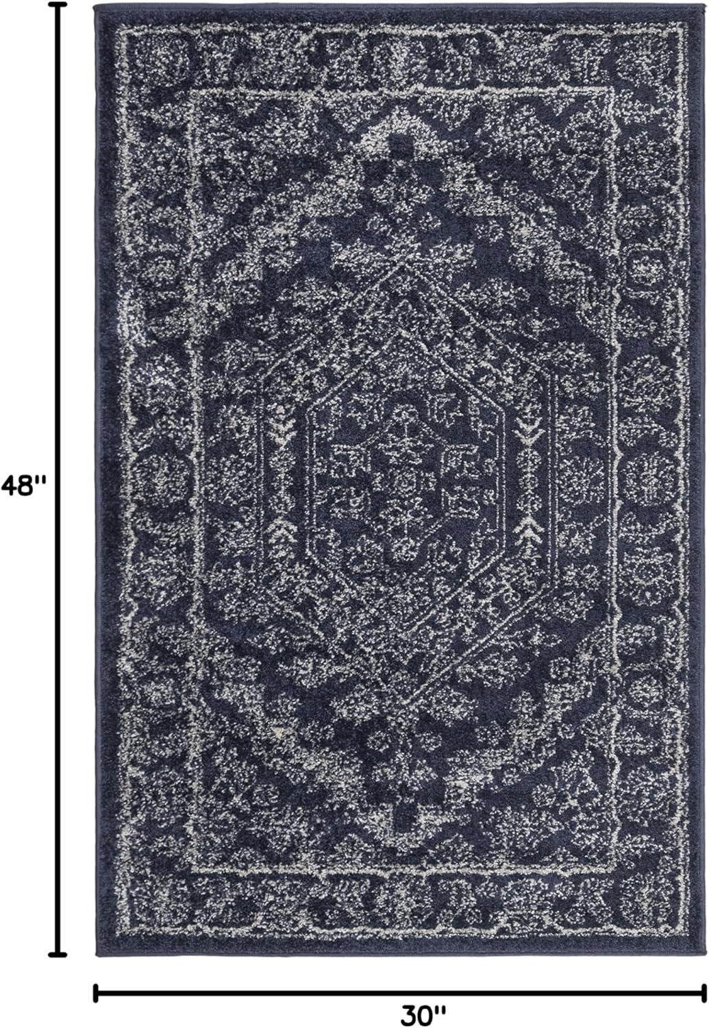 SAFAVIEH Adirondack Collection Area Rug - 2'6" x 4', Navy & Ivory, Oriental Medallion Design, Non-Shedding & Easy to Clean, Ideal for Front Door, Kitchen, Entryway, Accent Space (ADR108N)