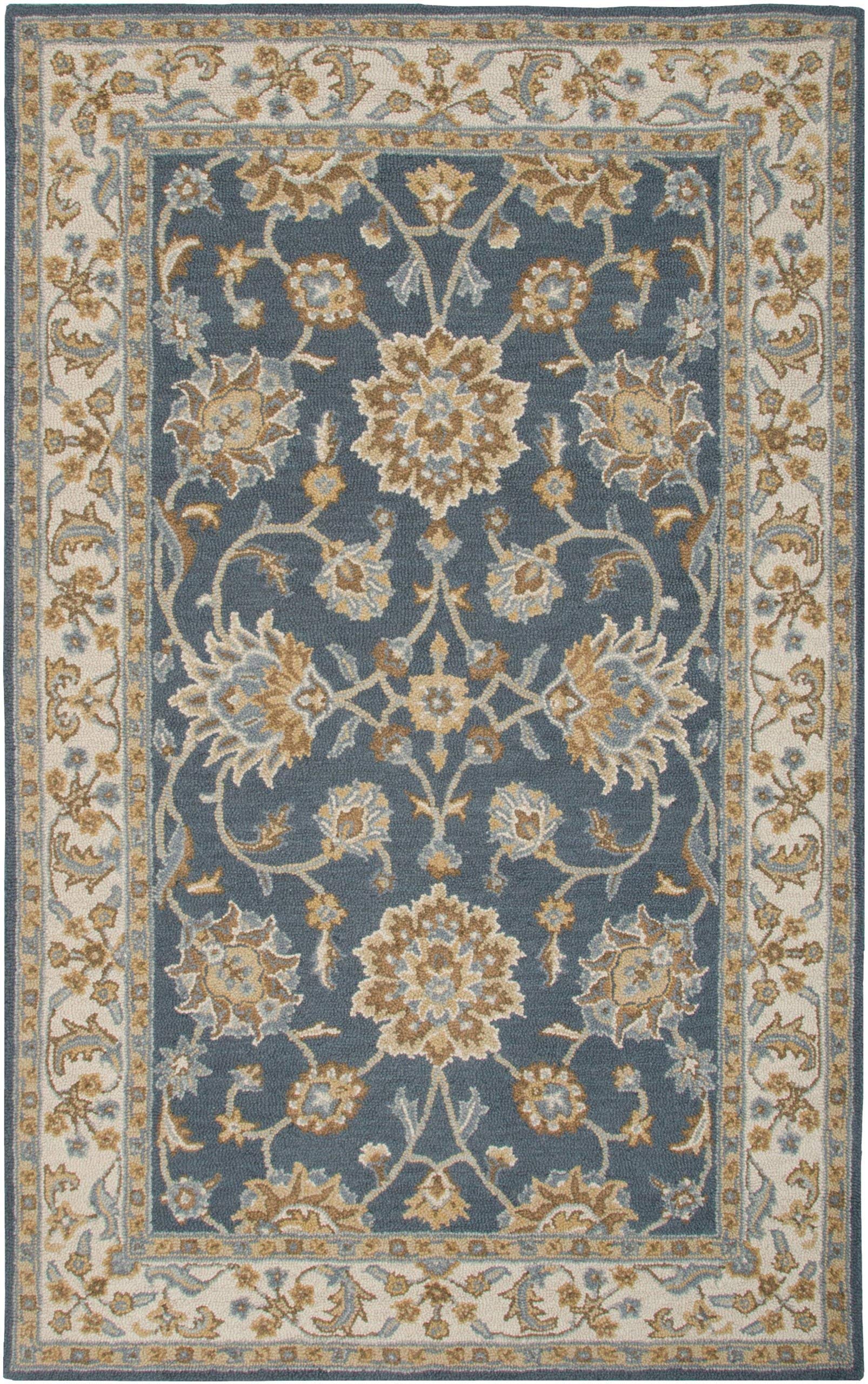 Rizzy Home | AL2823 | Ashlyn Collection | Wool Area Rug | 5” x 8”| Blue/Ivory Border