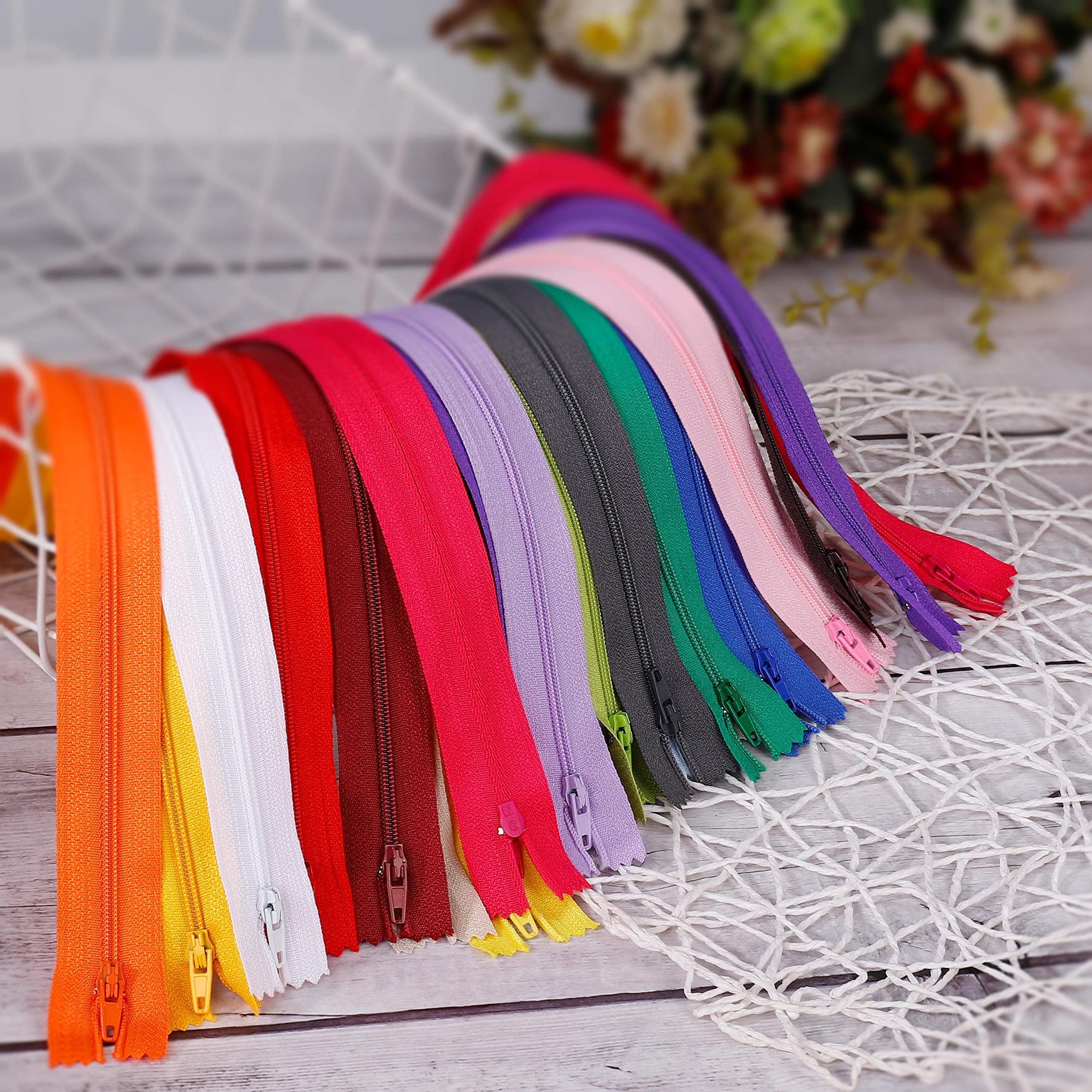 Image secondaire de RZKJ-SHOP Fermeture Éclair Colorée en Nylon Couture, 100pcs/30cm Fermetures à Glissière Bobine Tirettes Accessoire pour Tailor D