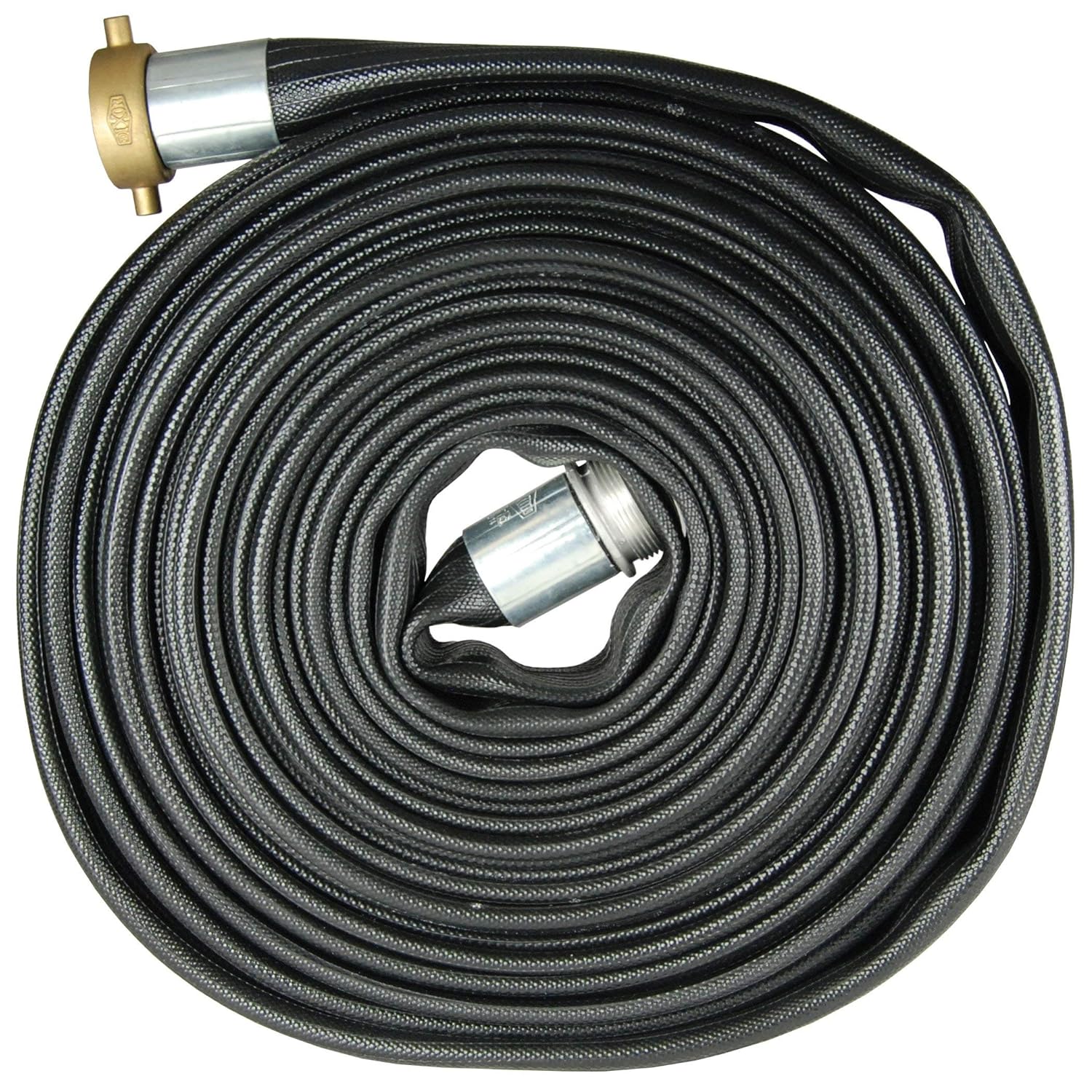 Dixon WDH15BK50KAS Nitrile Black Hose Coupled NPSH Short Shank Couplings for Wash Down, 200 psi, 50' Length, 1.5" ID