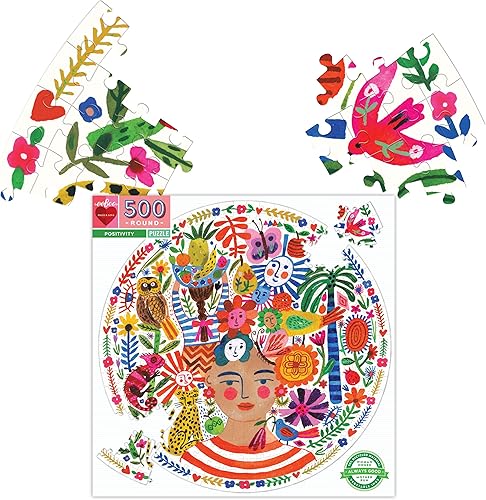 Miniatura 2 de eeBoo Piece and Love Positivity - Rompecabezas circular redondo de 500 piezas, rompecabezas para adultos y familias, piezas brillantes, resistentes
