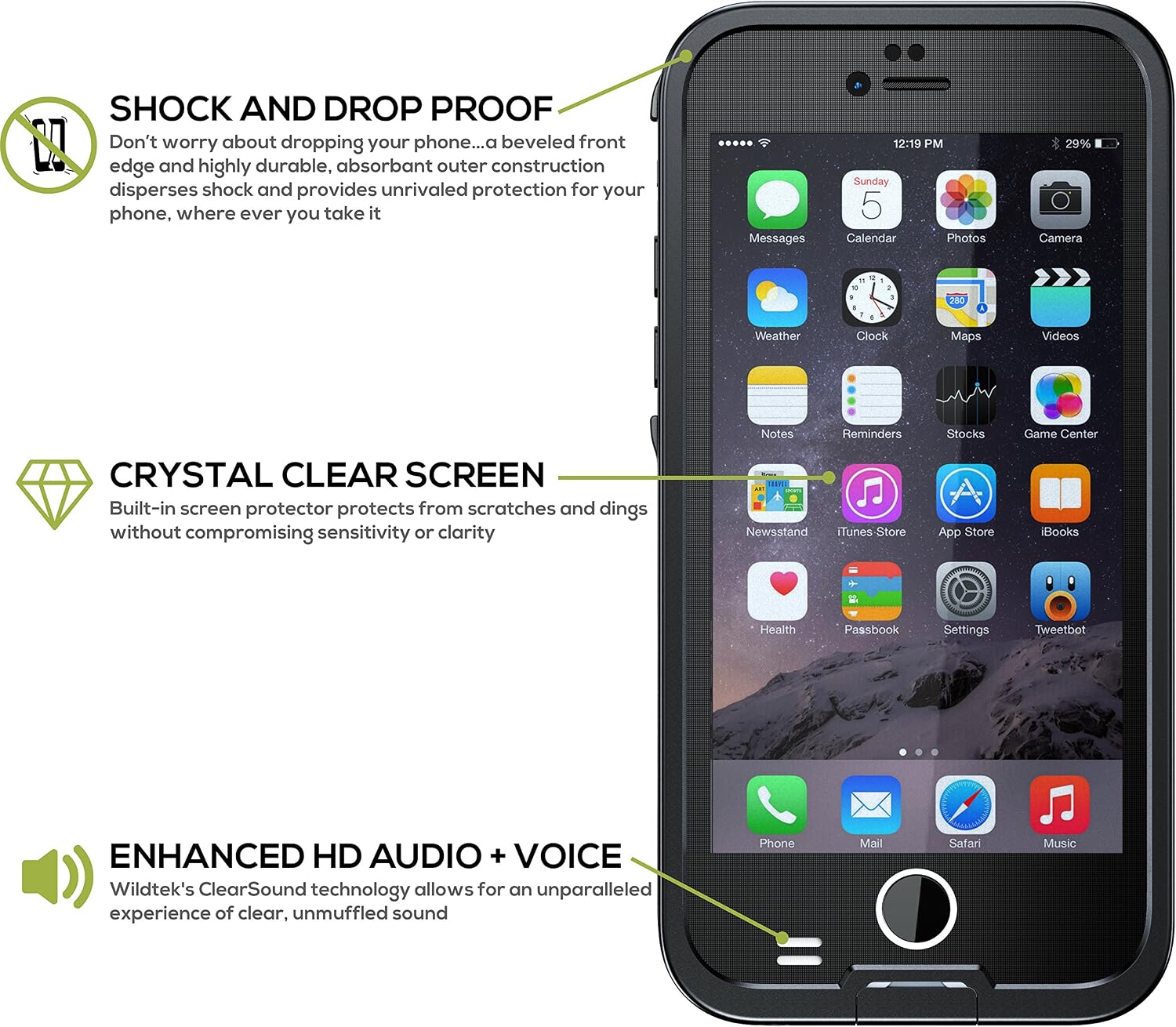 Wildtek Repel Waterproof iPhone 6 Plus / 6s Plus Case (5.5”) - Black