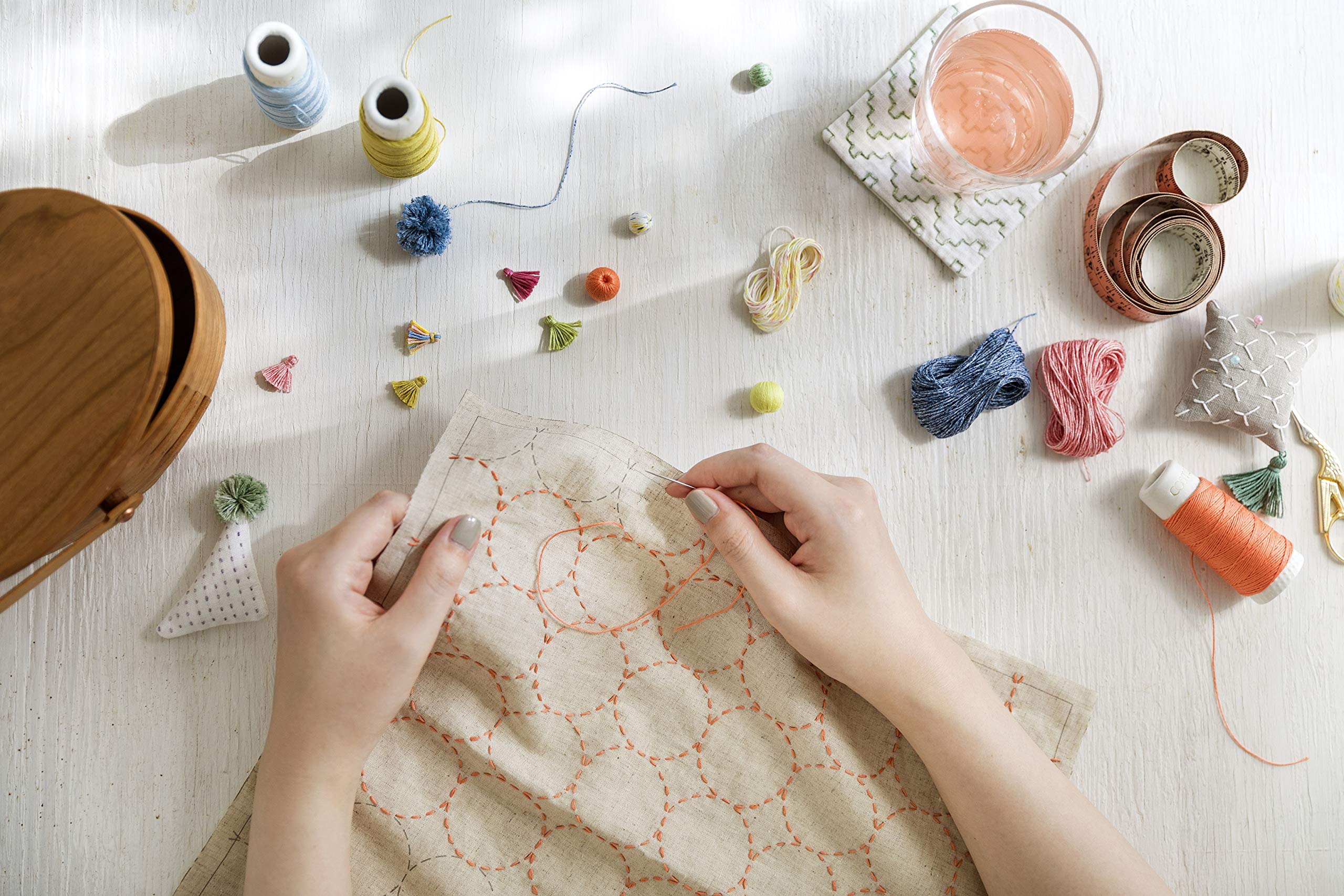 Amazon.co.jp: LECIEN (ルシアン) 刺し子 コースターが4枚作れるクロス