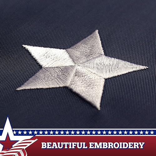 Miniatura 3 de G128 Bandera de abanico plisada de Estados Unidos de 1.5 x 3 pies, centro de estrellas, estrellas y rayas de poliéster bordadas