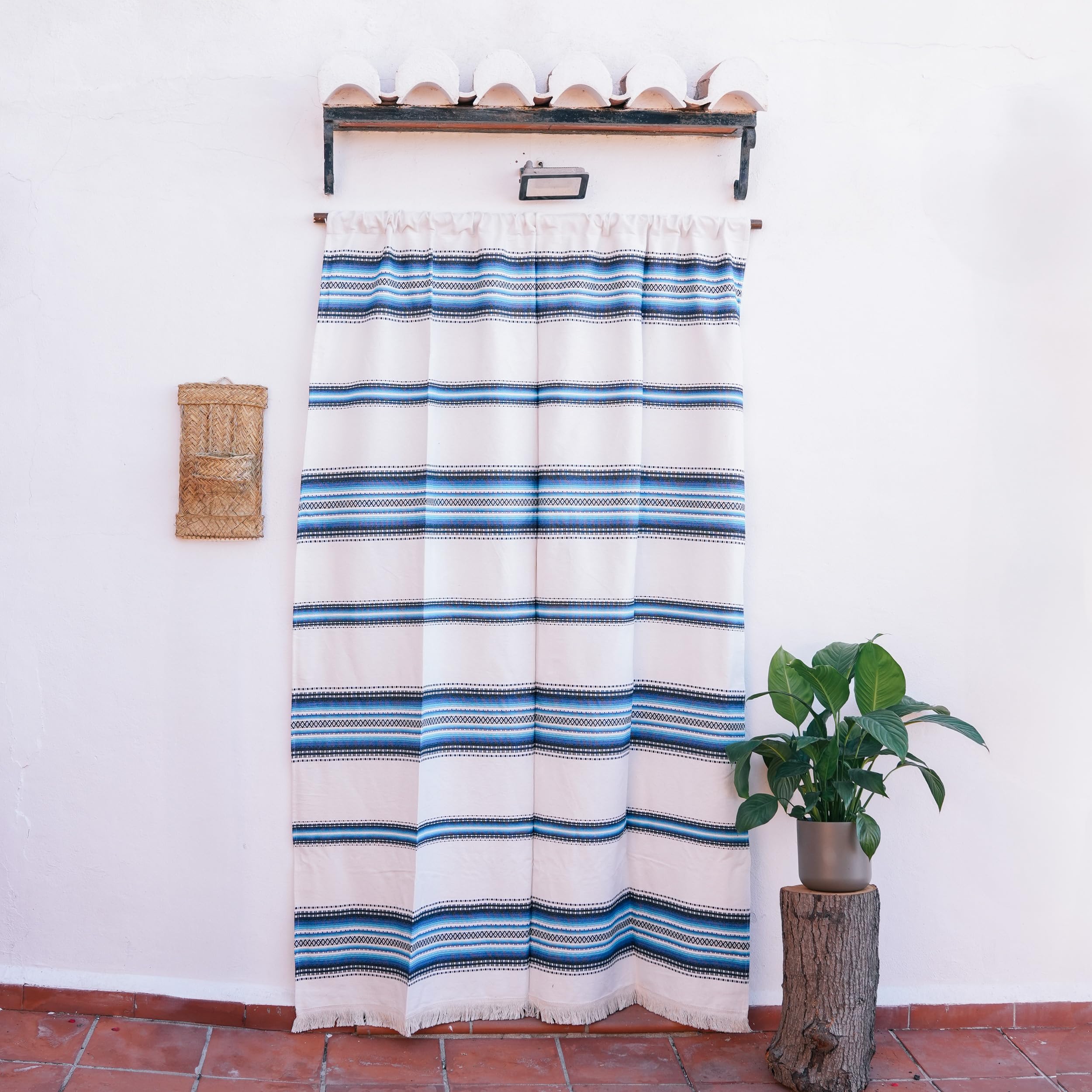 Jarapa Home Made with love Tenda Alpujarreña Rustica, realizzata in Spagna, fibra naturale di cotone, tenda per porta esterna, zanzariera e parasole, misure 160 x 215 cm