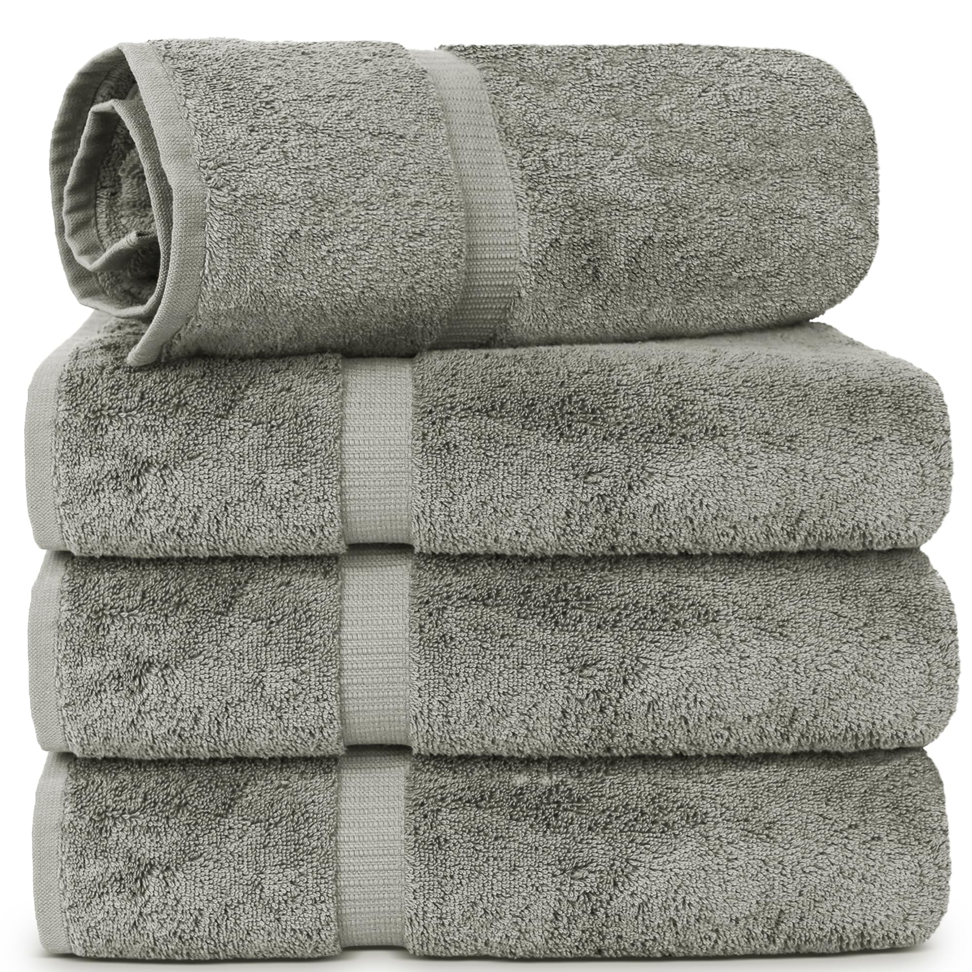 Chakir Turkish Linens | Hotel & Spa Quality 100% Cotton Luxury Turkish Towels | Soft & Absorbent (30x60 Inches Extra Large Bath Towels, Set of 4 - Gray)