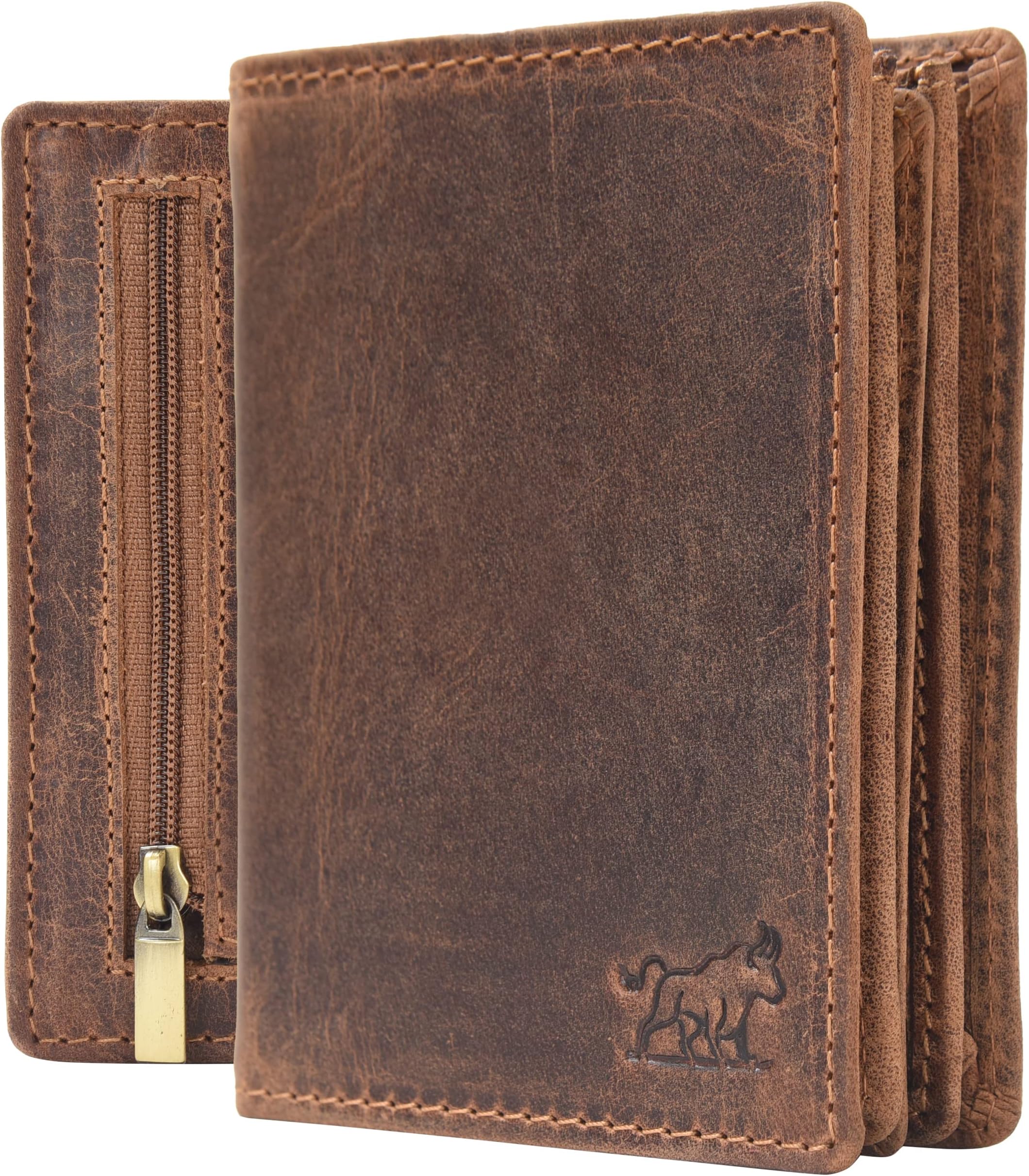 SKiDEBifold Wallet for Men | Wallets for Men Leather Original | Big Wallets for Men & Long Wallets for Men | RFID Protected Wallets for Men Branded | RBXW5HTNZ (Hunter Tan Zipper)