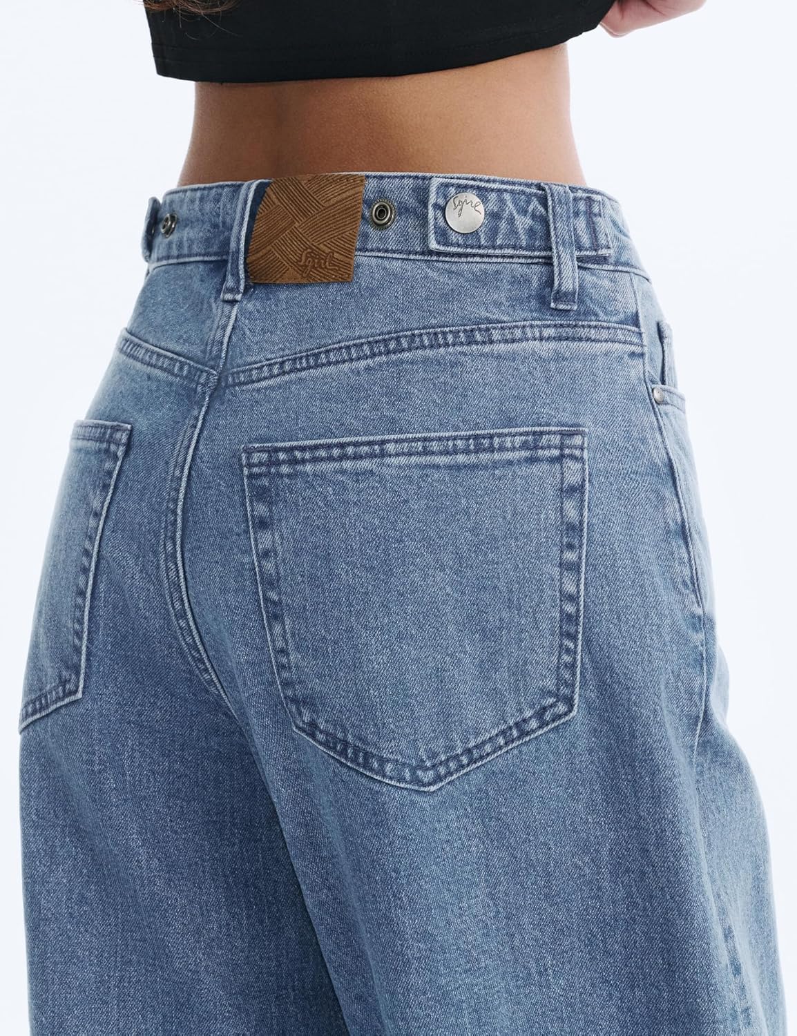 Women's Adjustable Wasit Wide Leg Jeans Baggy High Waisted Jeans Y2K Casual Trendy Denim Pants - Image 2