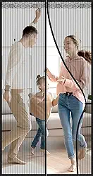 Tela Mosquiteiro, Tela Mosquiteiro Magnética, Tela Mosquiteiro para Porta, Tela Mosquiteira Magnética Porta 100x200cm, Cortina de Porta Magnética Repelente de Mosquitos Preta