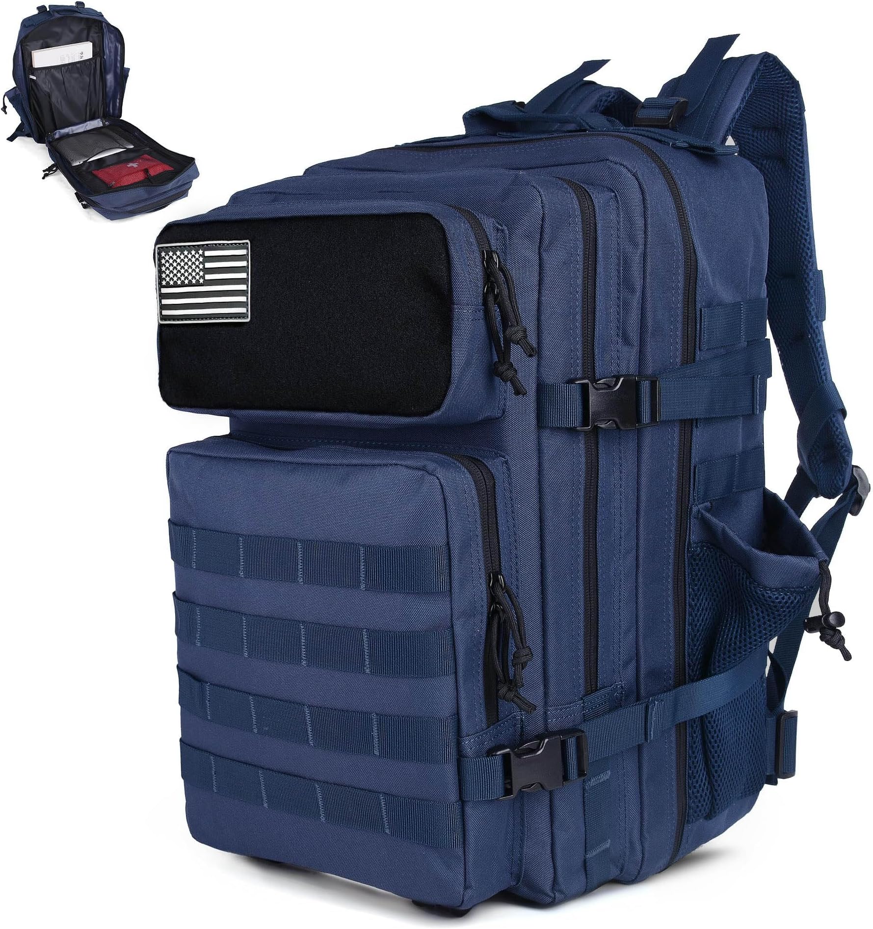 - Tactical Backpack - Military Molle Bag 3 Days Pack for men and Women Large Assault Rucksack 45L (Navy)