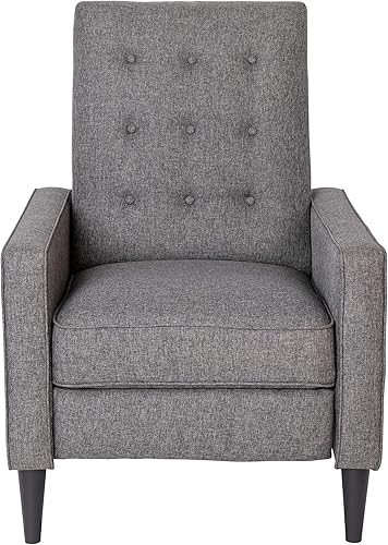 Miniatura 7 de Flash Furniture Ezra Ezra - Sillón reclinable pushback, tapicería moderna de tela gris de mediados de siglo, parte trasera con botones, uso