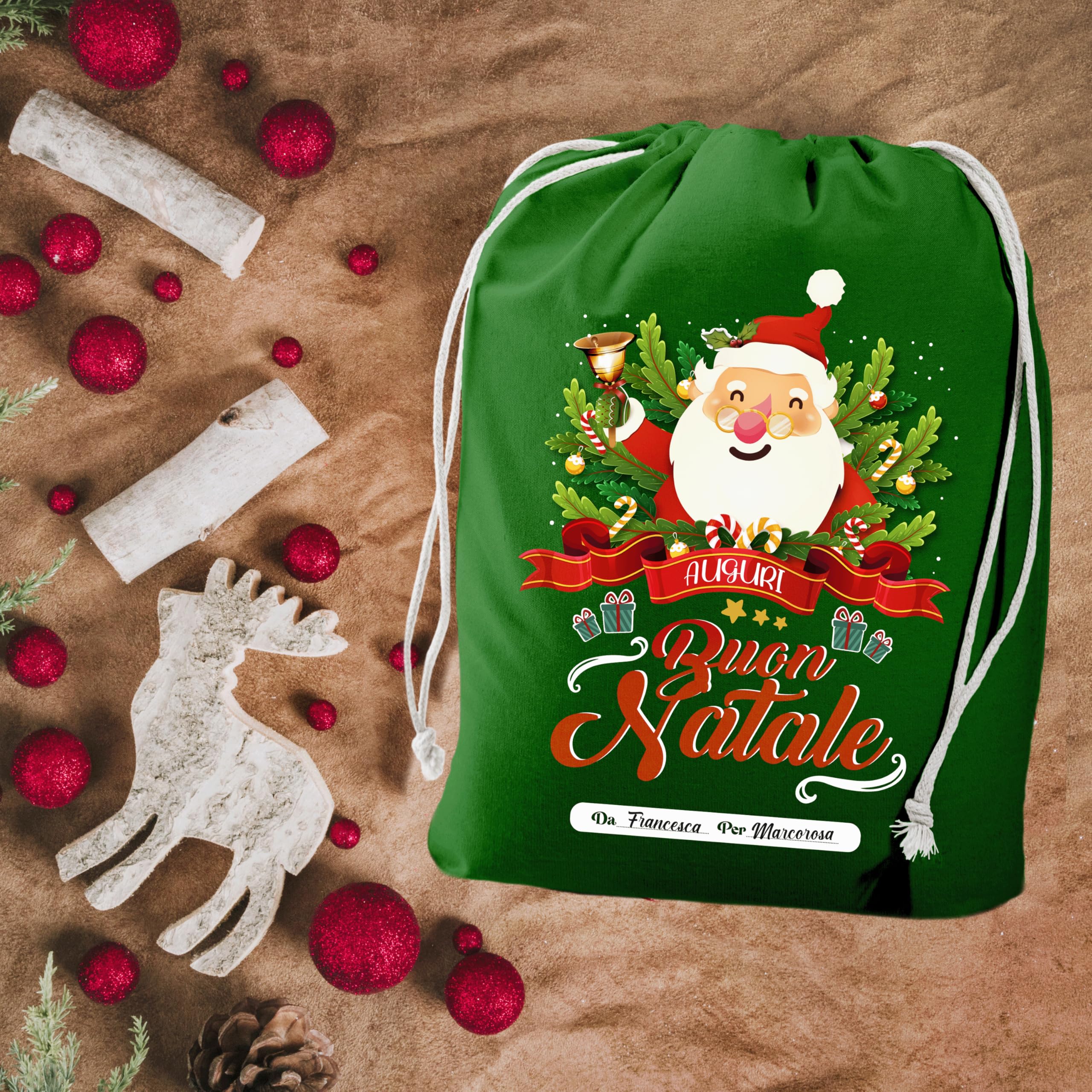 Großer Weihnachtsmannsack aus Jute XXL – Maxi-Tasche 70 x 50 cm mit Kordel für Weihnachtsgeschenke – originelle Geschenktaschen – originelle Weihnachtstüte