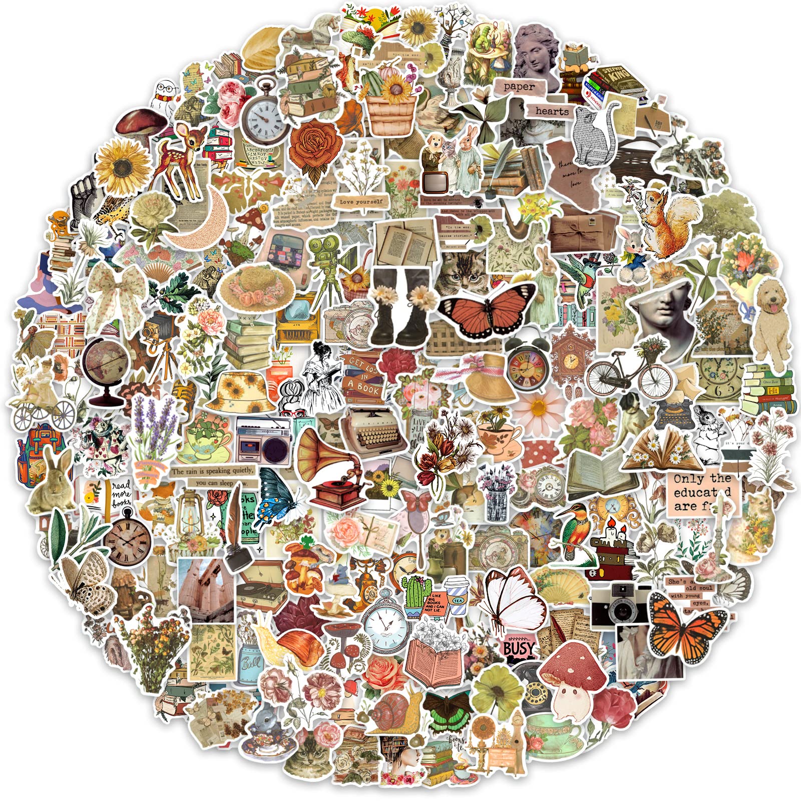 Buy 300pcs Vintage Stickers Pack, Aesthetic Stickers for Water Bottle